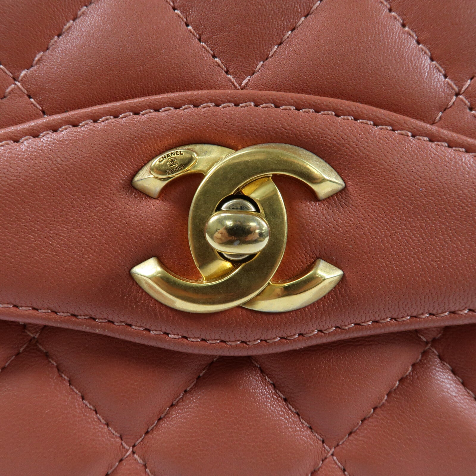 CHANEL 羊皮皮革Chain Shoulder金扣鏈帶肩背袋