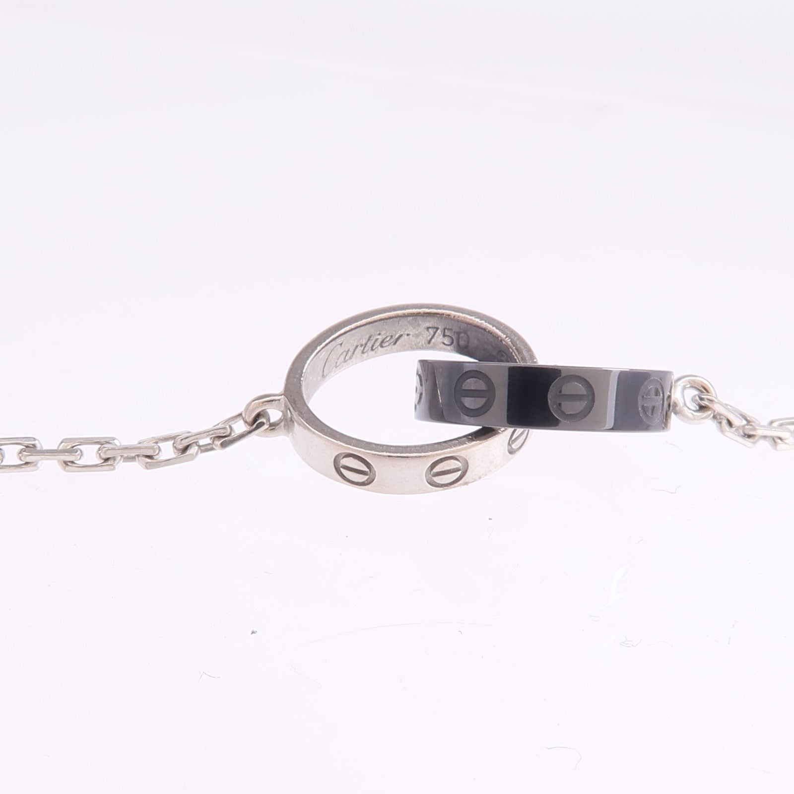 CARTIER 18K白金/陶瓷Baby Love Bracelet手鏈