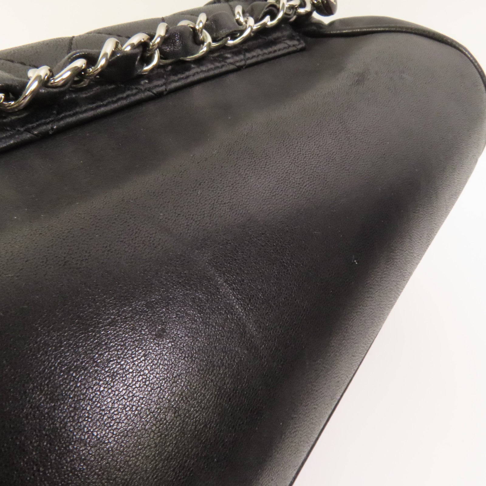 CHANEL 羊皮皮革Shoulder Bag銀扣鏈帶肩背袋