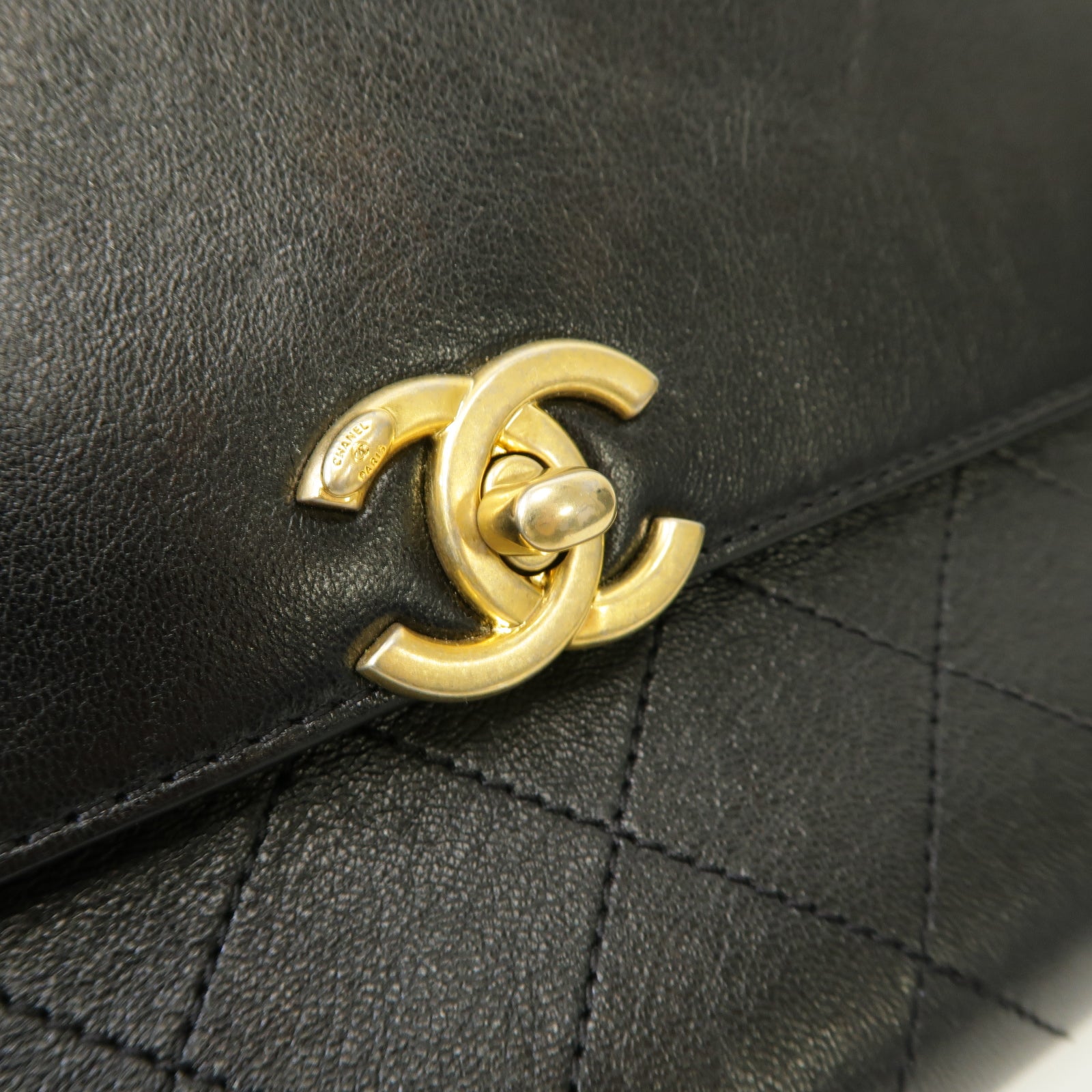 CHANEL 【激減優惠】菱格牛皮皮革Chain Shoulder Bag 金扣手挽肩背兩用袋黑色