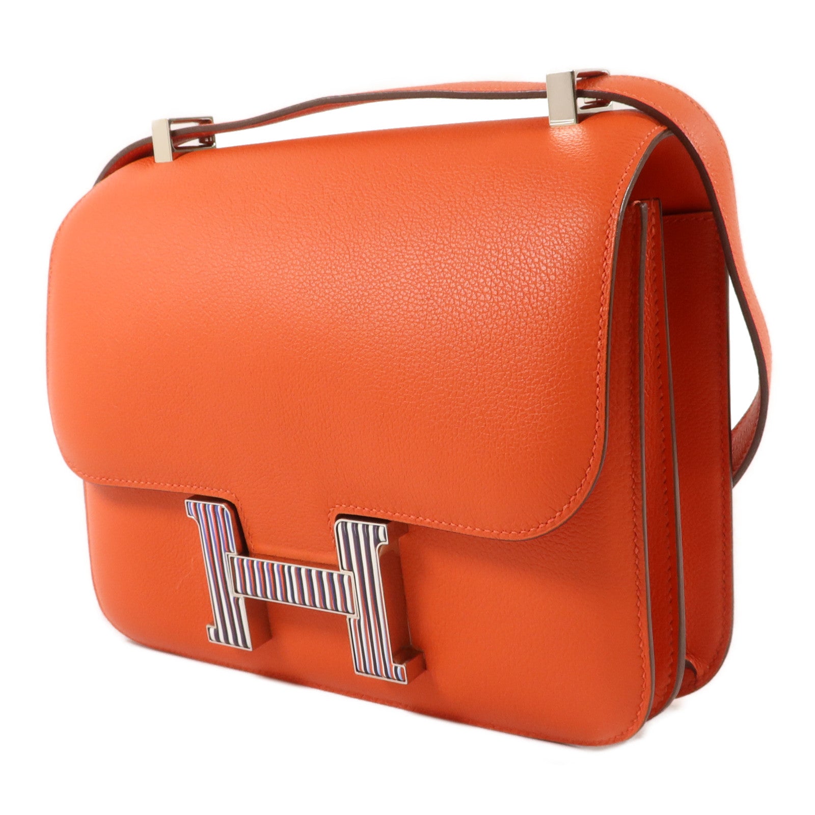 HERMES Evercolor皮革Constance 24肩背袋Feu