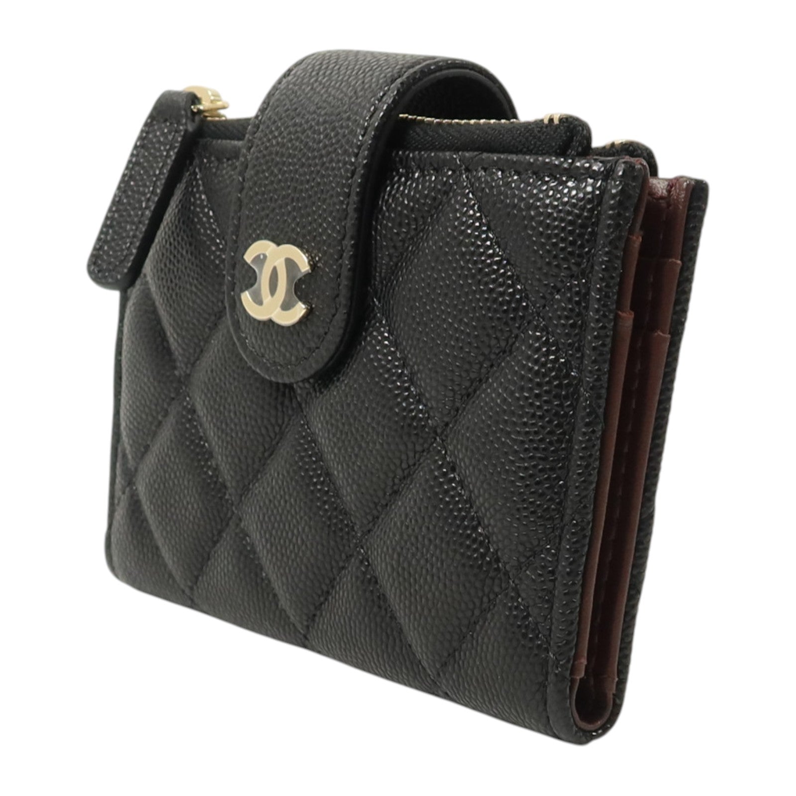 CHANEL 牛皮皮革Card/Coin Case金扣卡片套/零錢包