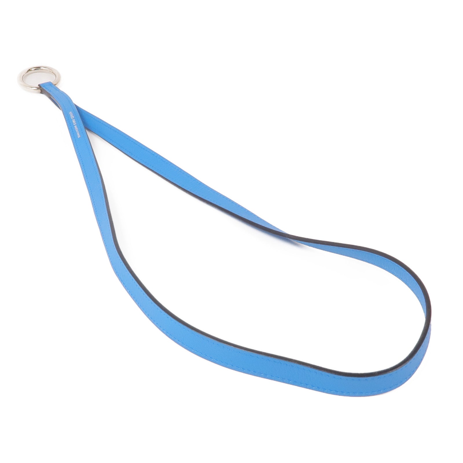 HERMES Evercolor皮革Strap銀扣掛飾 Bleu Frida