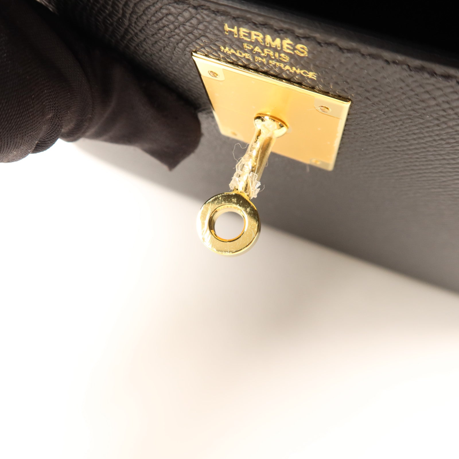 HERMES Epsom皮革Kelly 28金扣手挽肩背兩用袋Noir