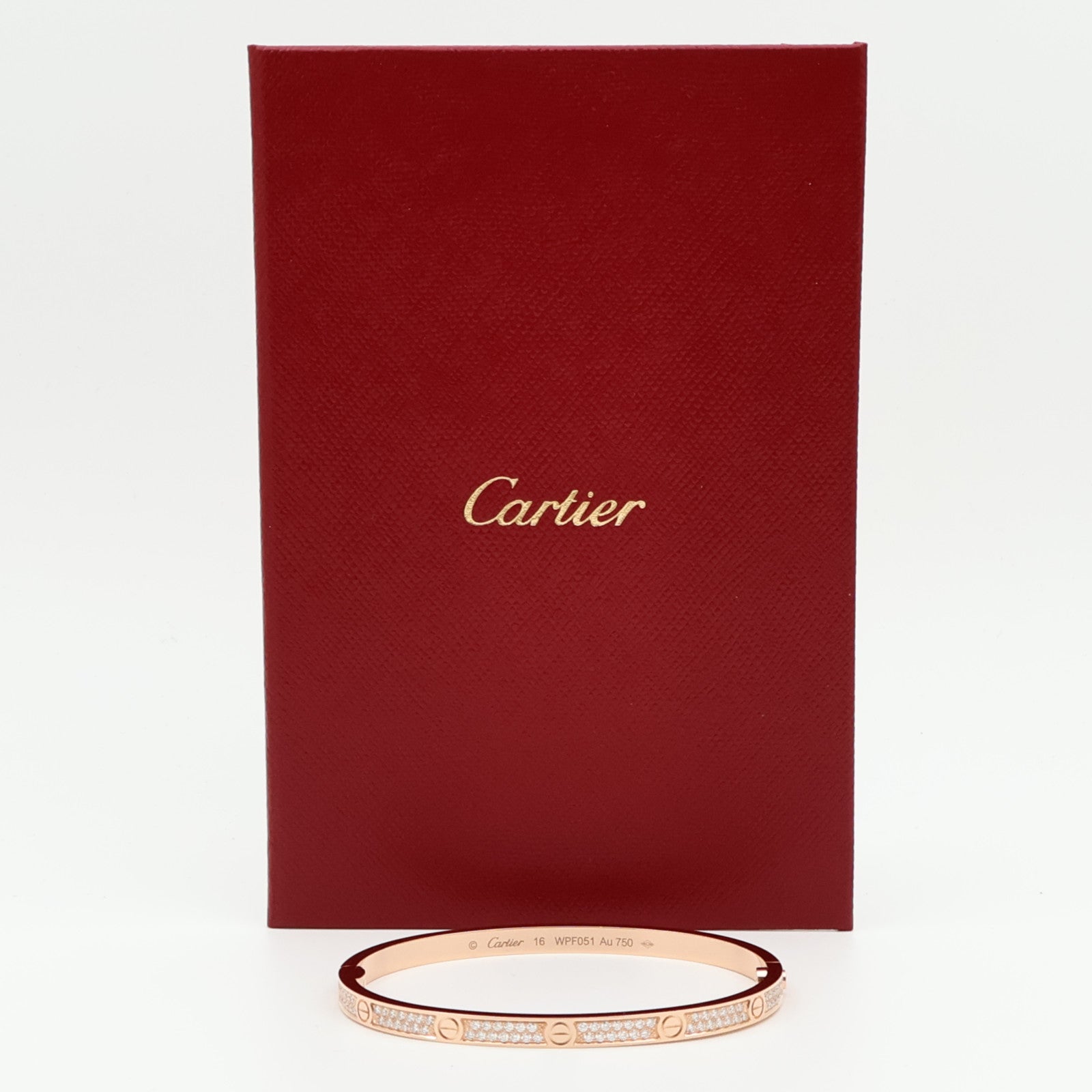 CARTIER 18K玫瑰金Love Bangle SM Paved鑽石手鐲Cartier#16