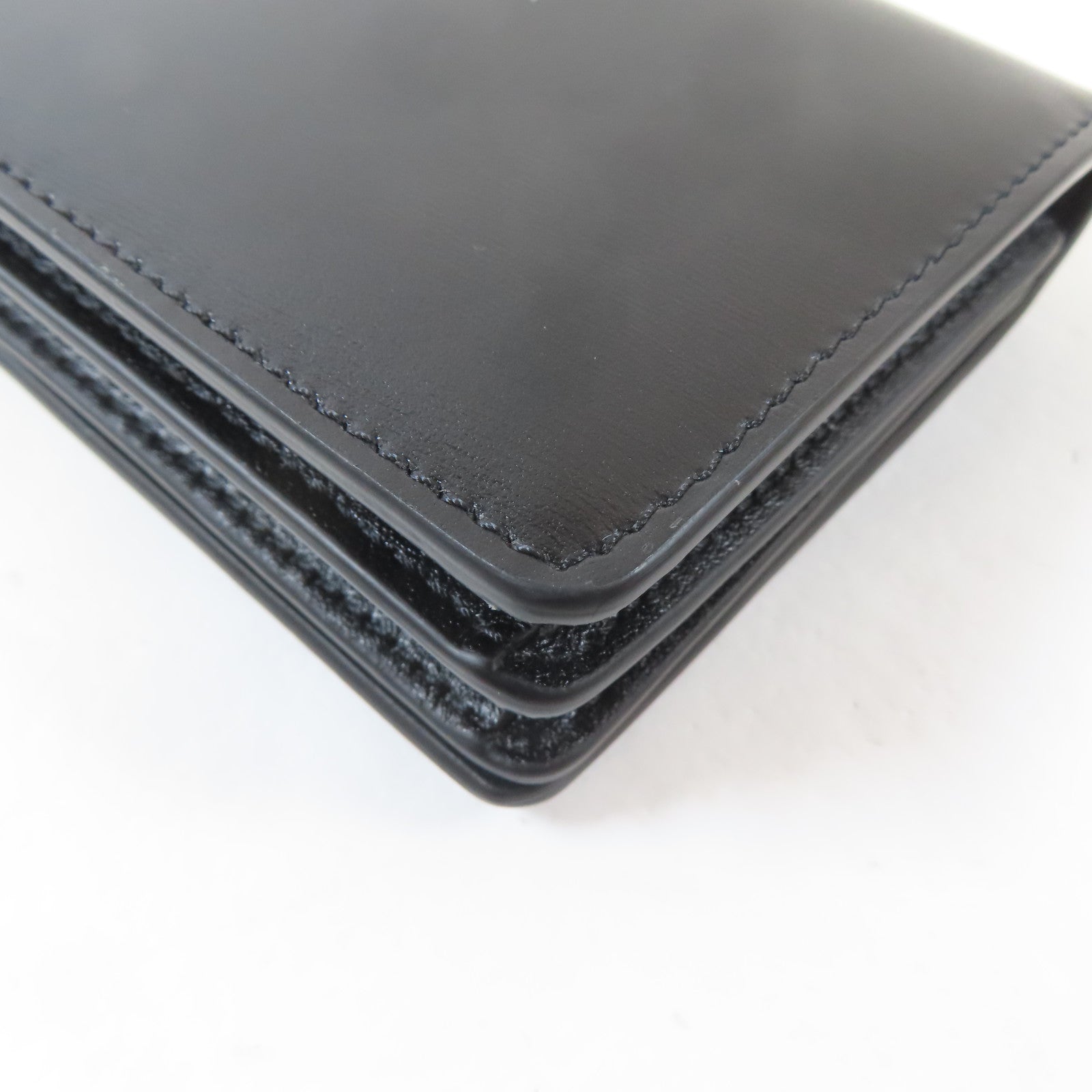 CELINE 牛皮皮革Triomphe Card Case金扣卡片套黑色