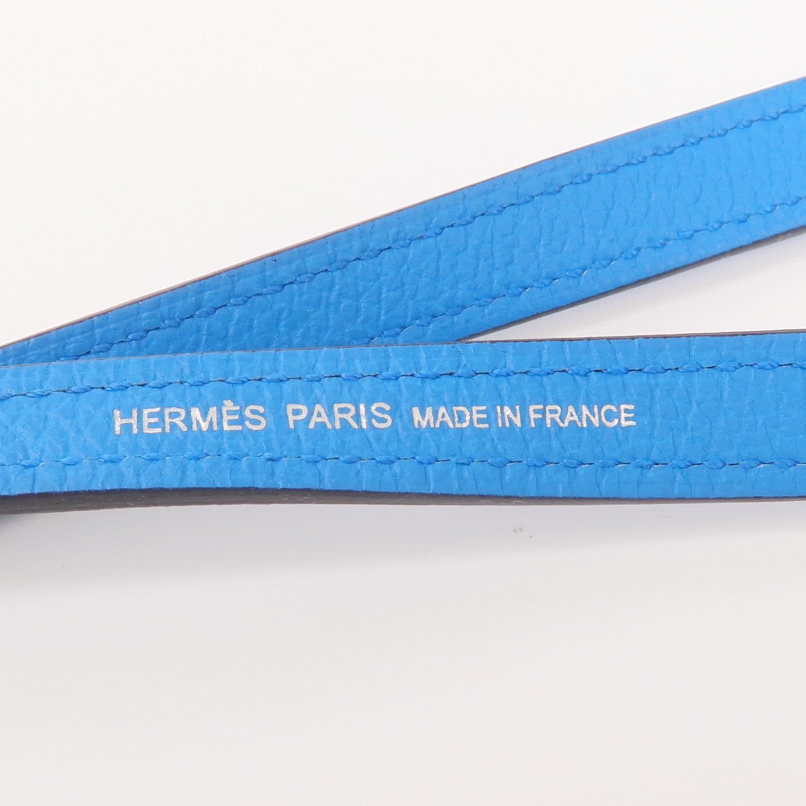 HERMES 【激減優惠】Evercolor皮革Strap銀扣掛飾 Bleu Frida