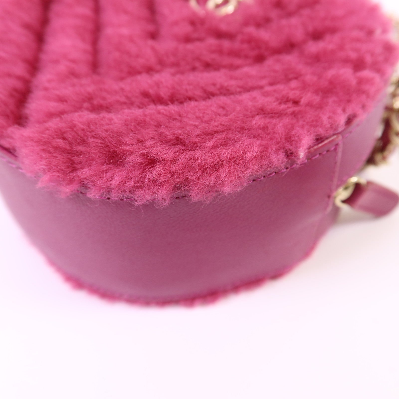 CHANEL 羊毛/牛皮皮革Chain Shoulder Bag金扣鏈帶肩背袋