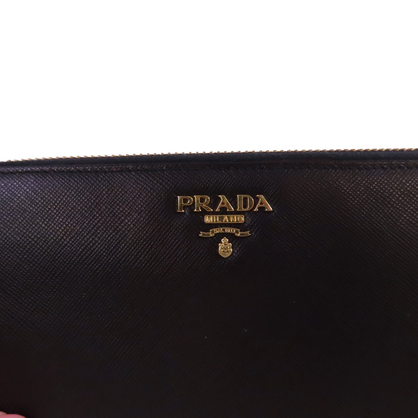 PRADA Saffiano皮革Zip Around Long Wallet金扣拉鏈長錢包啡色