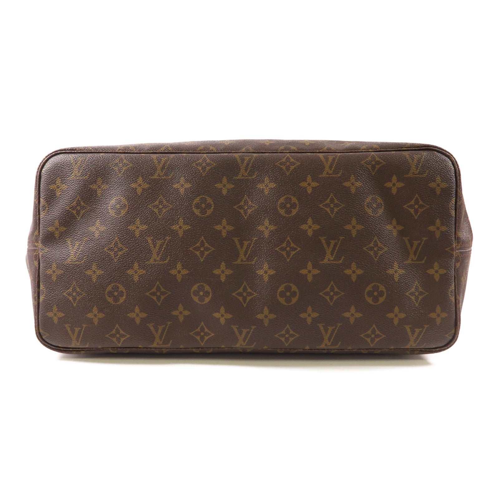 LOUIS VUITTON Monogram Neverfull GM金扣手挽袋棕色