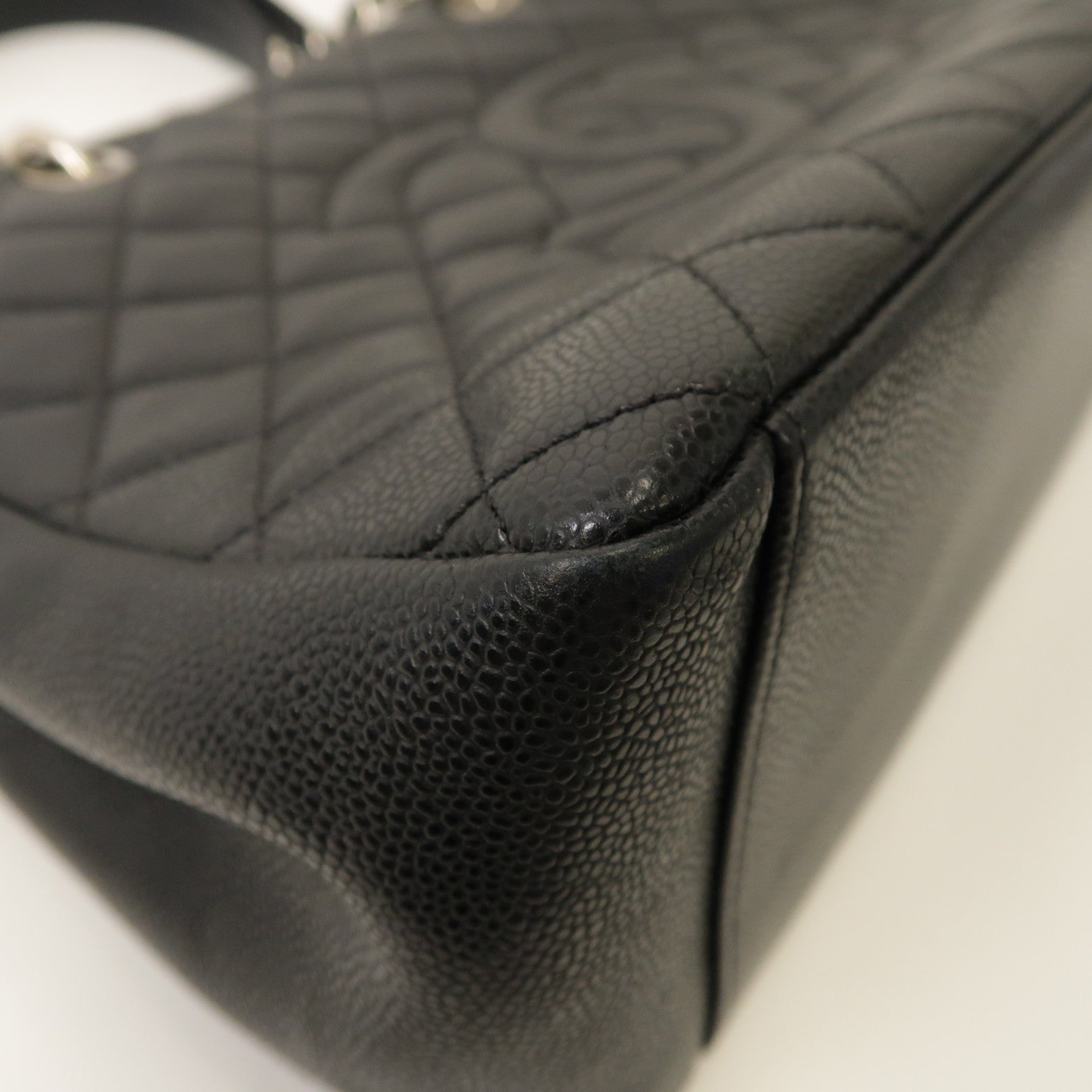 CHANEL 菱格牛皮皮革Grand Shopping Tote Bag銀扣手挽袋黑色