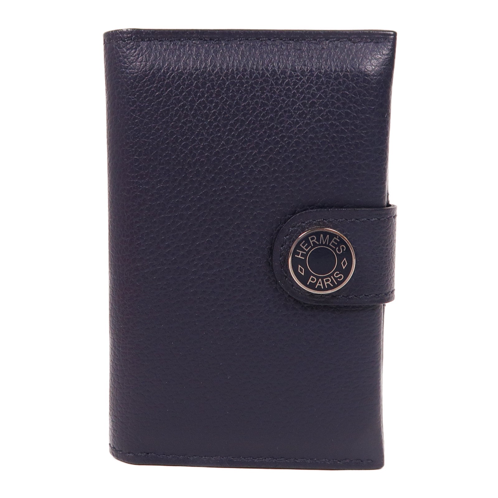 HERMES Evercolor皮革Dogon Card Case銀扣卡片套Navy