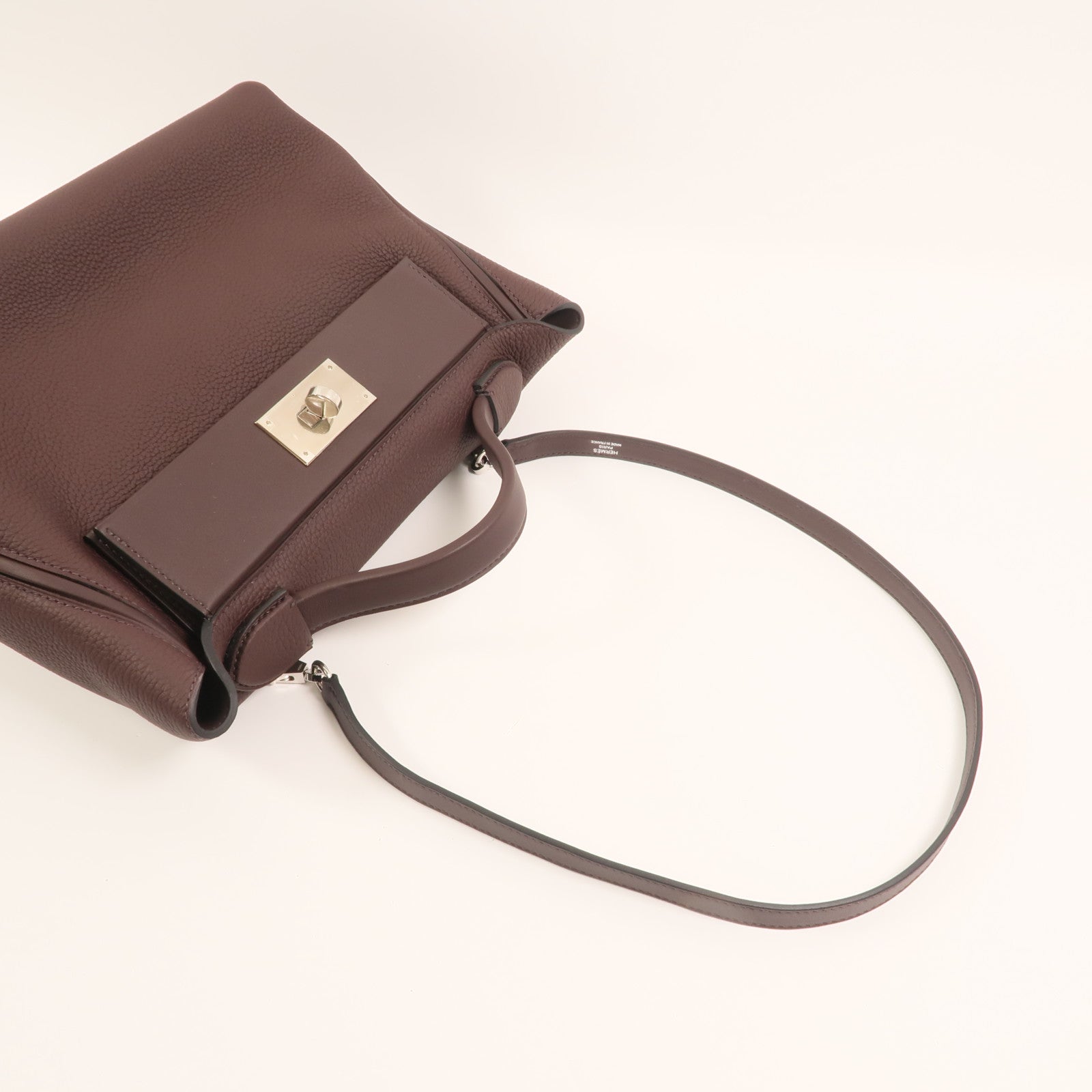 HERMES Evercolor皮革24/24 29cm銀扣手挽肩背兩用袋Rouge Sellier