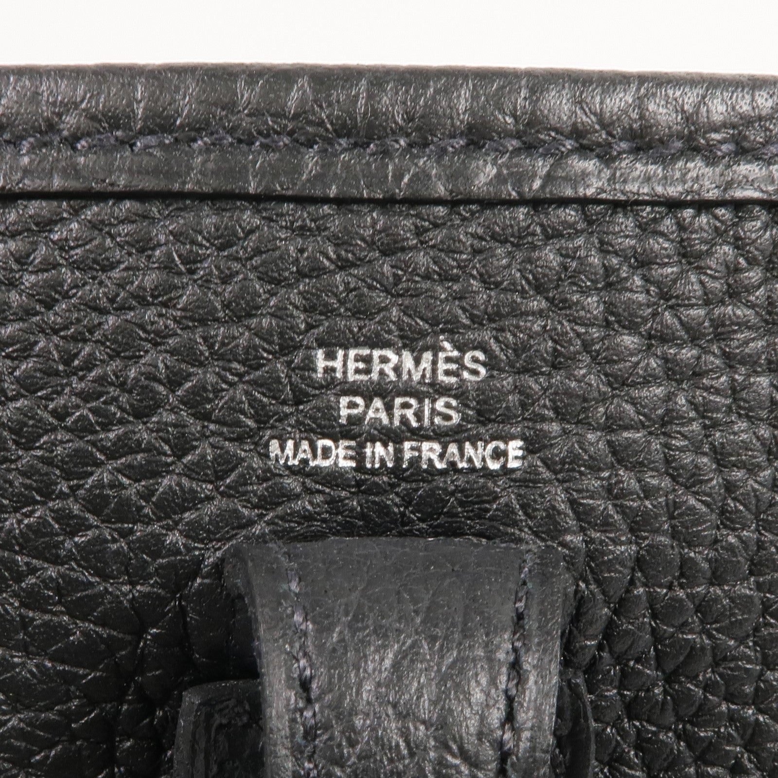 HERMES Clemence皮革Evelyne TPM銀扣肩背袋Noir
