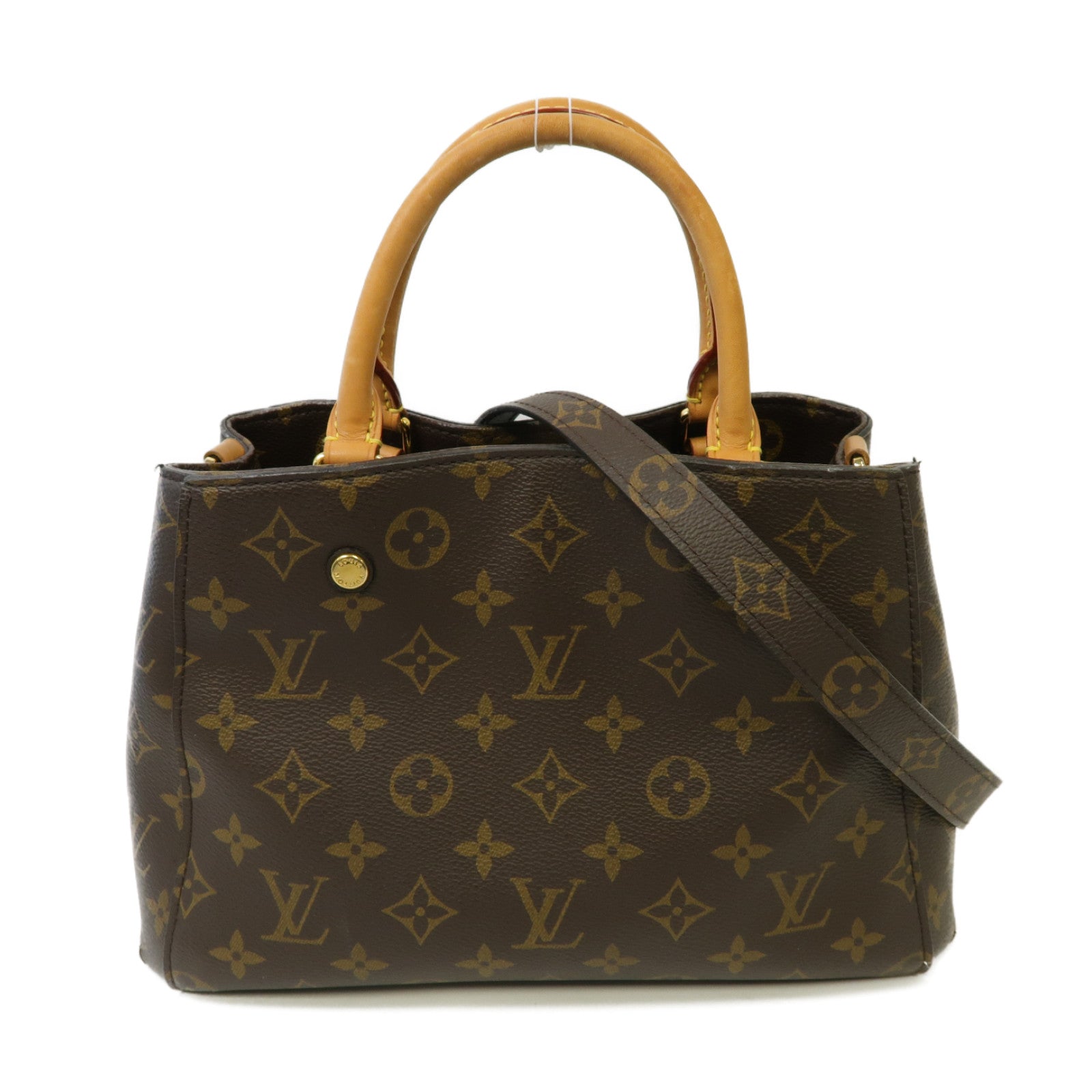 LOUIS VUITTON Monogram Montaigne BB金扣手挽肩背兩用袋啡色