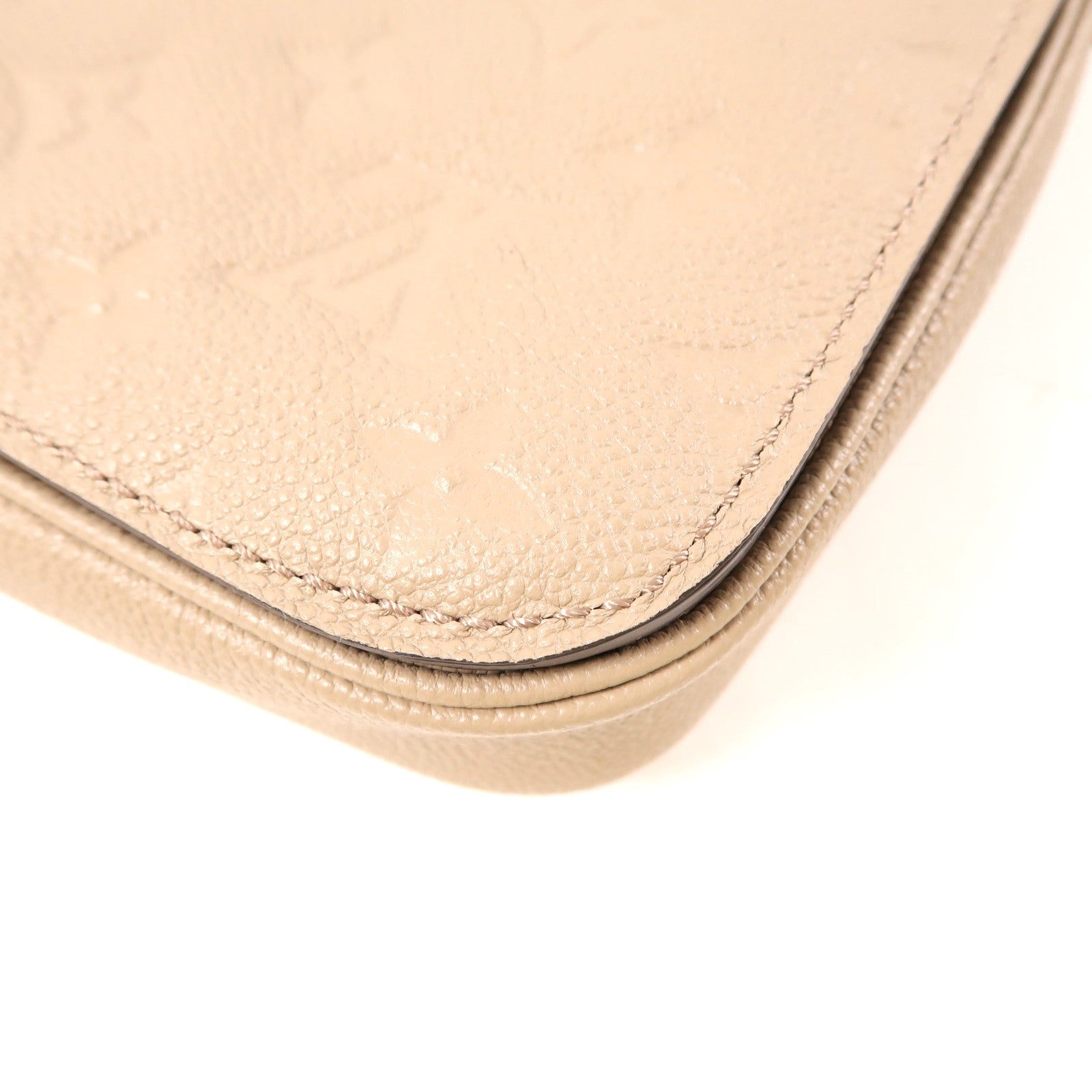 LOUIS VUITTON Monogram Empreinte Pochette Metis金扣手挽肩背兩用袋米色