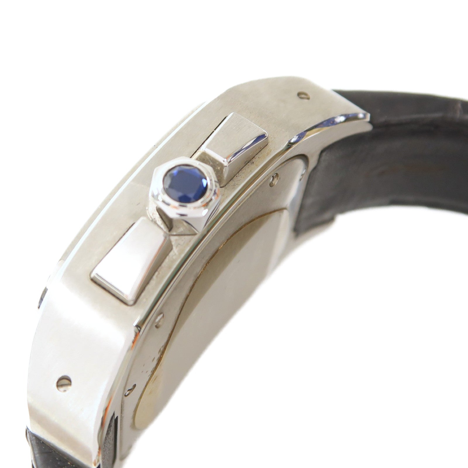 CARTIER Santos 100 XL不鏽鋼/皮革帶手錶自動機芯米色