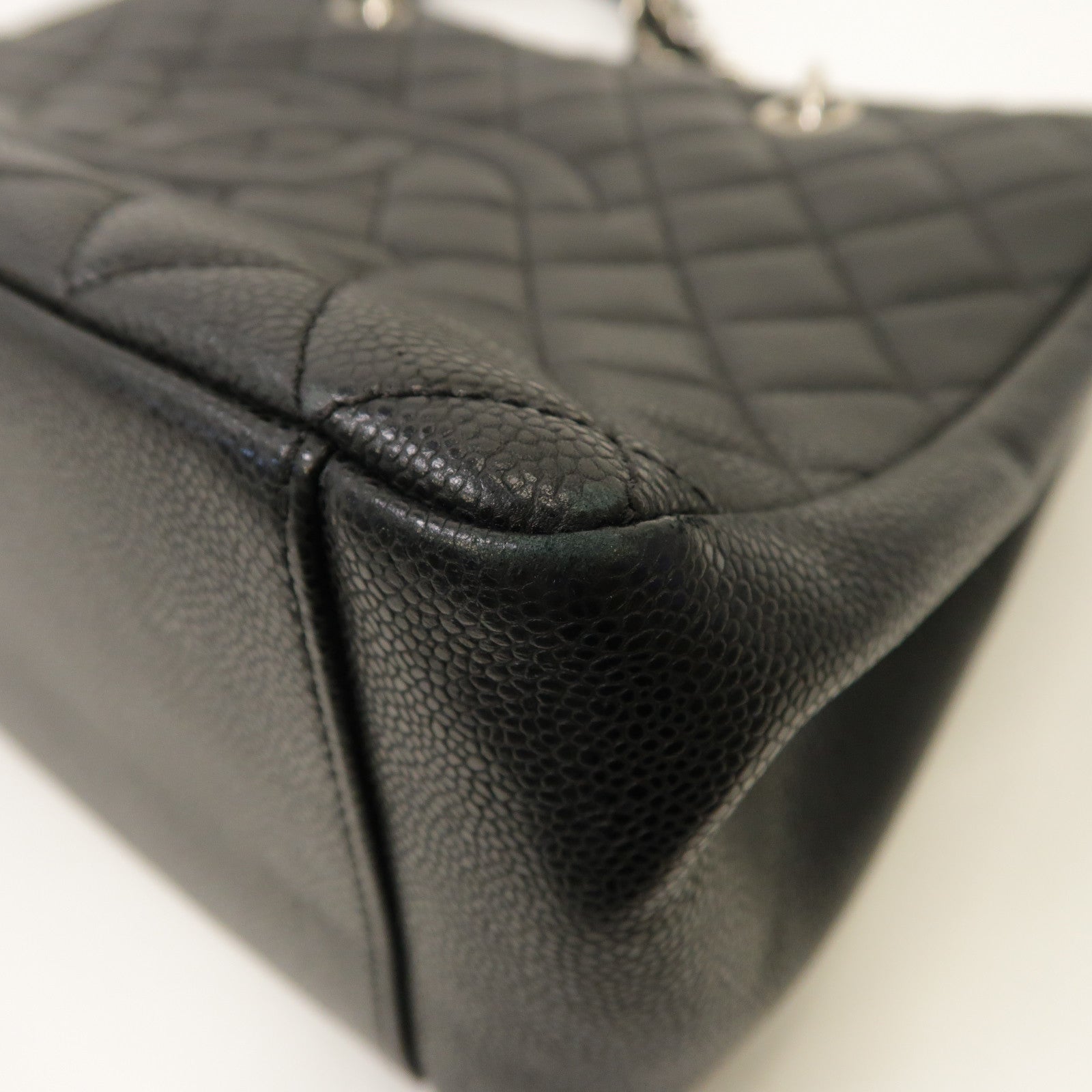 CHANEL 菱格牛皮皮革Grand Shopping Tote Bag銀扣手挽袋黑色