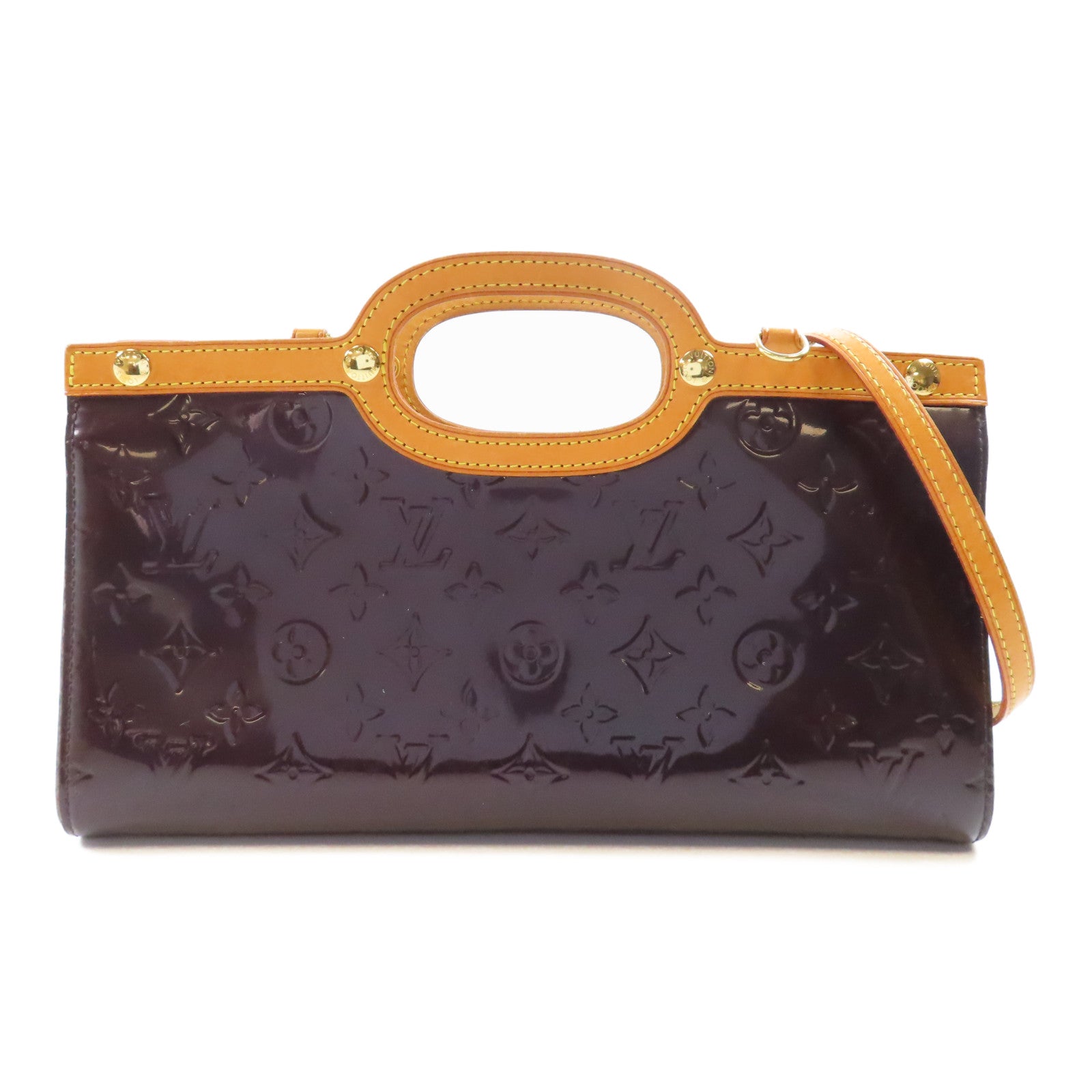 LOUIS VUITTON Monogram Vernis Roxbury Drive金扣手挽肩背兩用袋酒紅色
