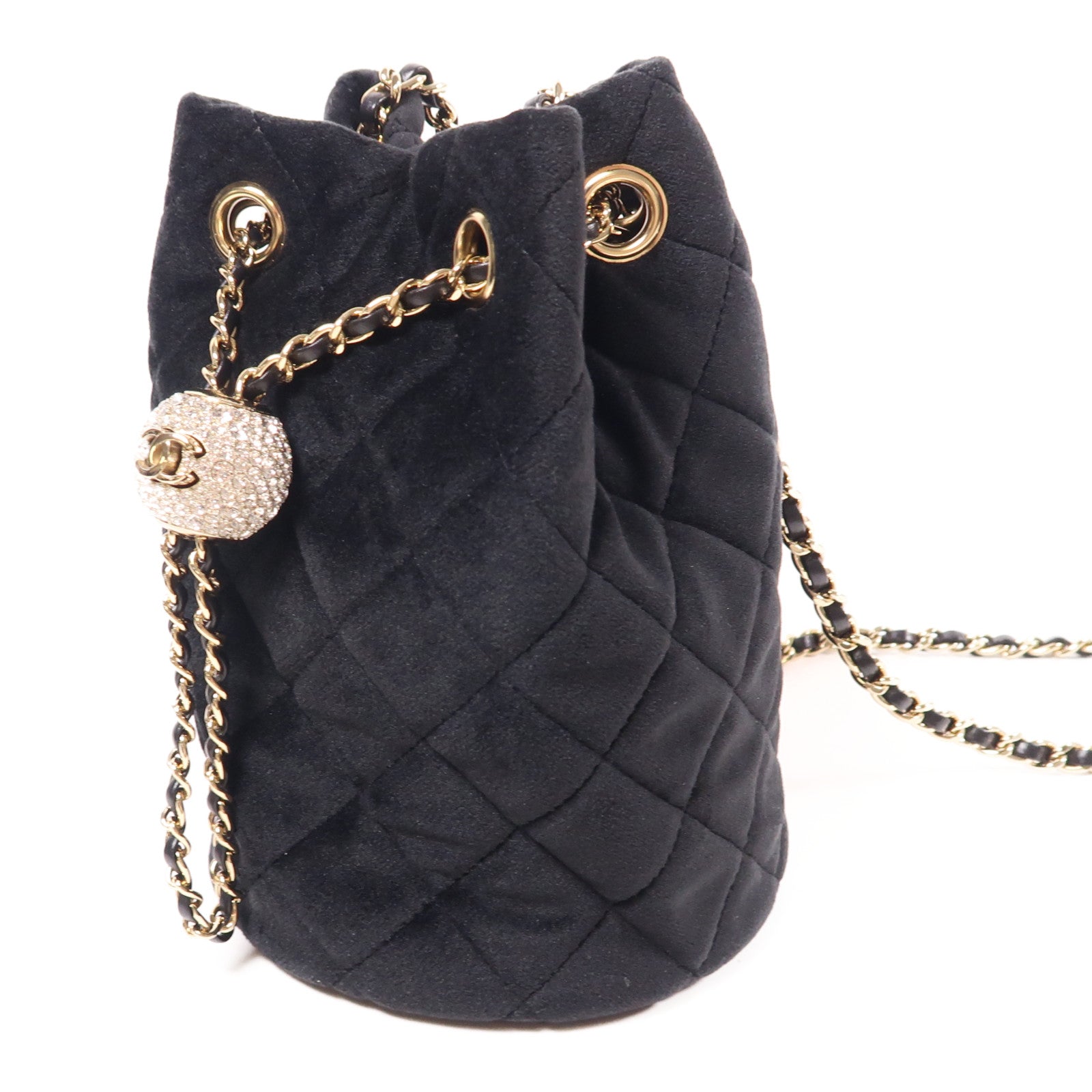 CHANEL 【激減優惠】天鵝絨Chain Shoulder金扣鏈帶肩背袋