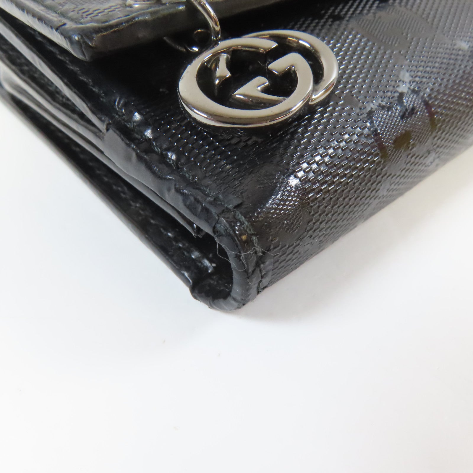 GUCCI 塗層帆布Long Bifold Wallet銀扣長錢包黑色