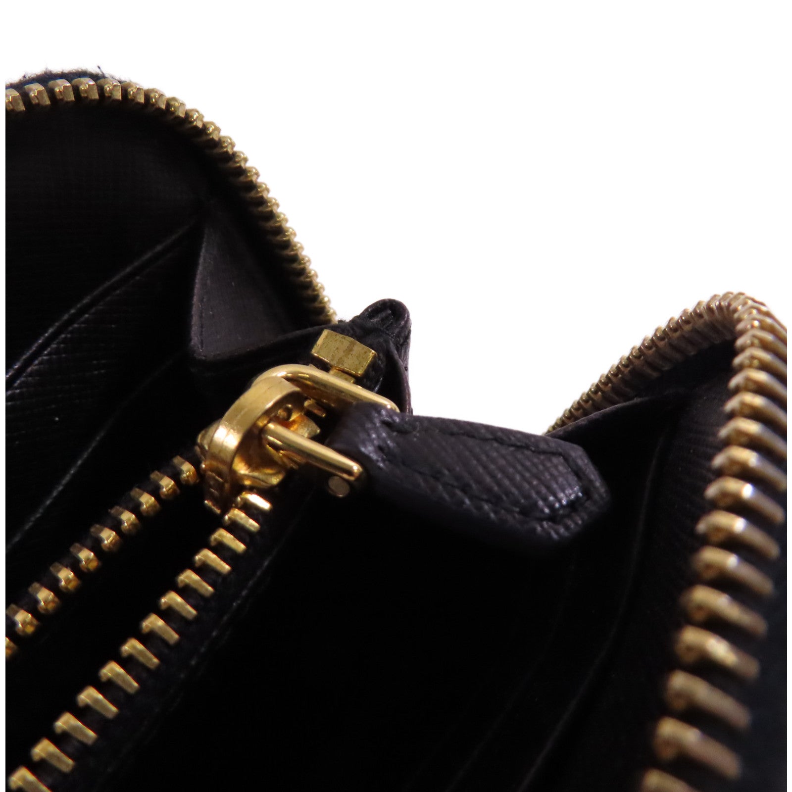 PRADA Saffiano皮革Zip Around Long Wallet金扣拉鏈長錢包啡色
