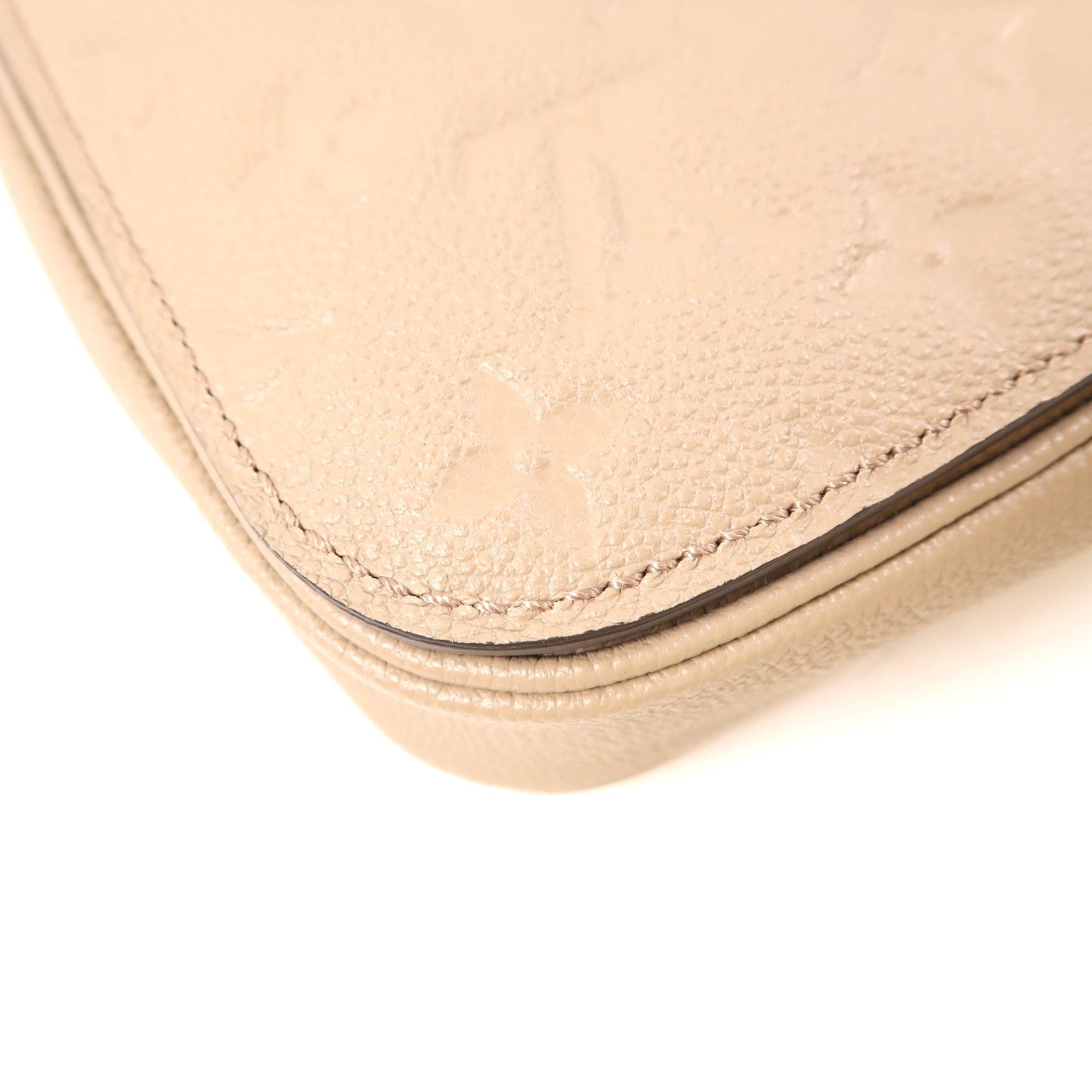 LOUIS VUITTON Monogram Empreinte Pochette Metis金扣手挽肩背兩用袋米色