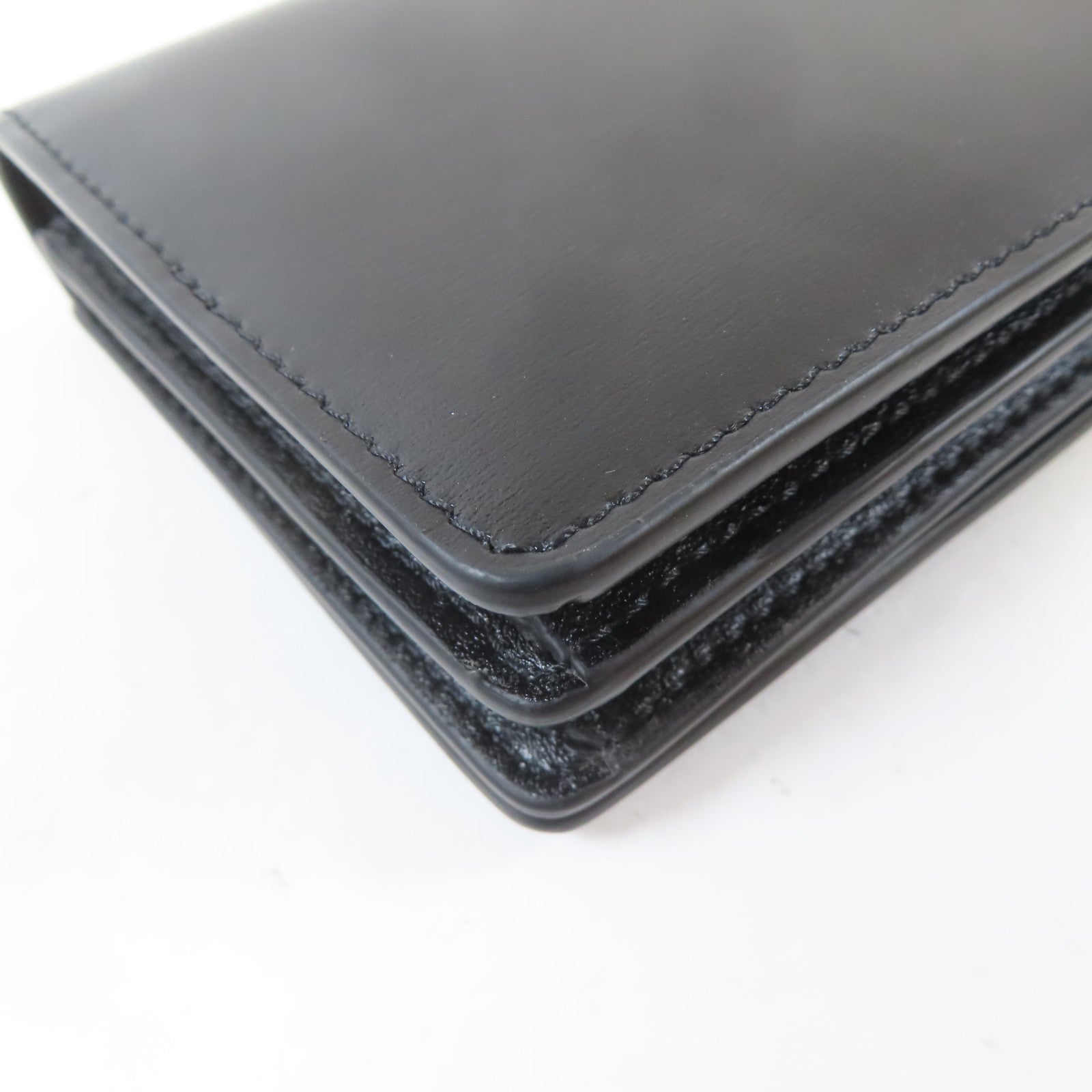 CELINE 牛皮皮革Triomphe Card Case金扣卡片套黑色