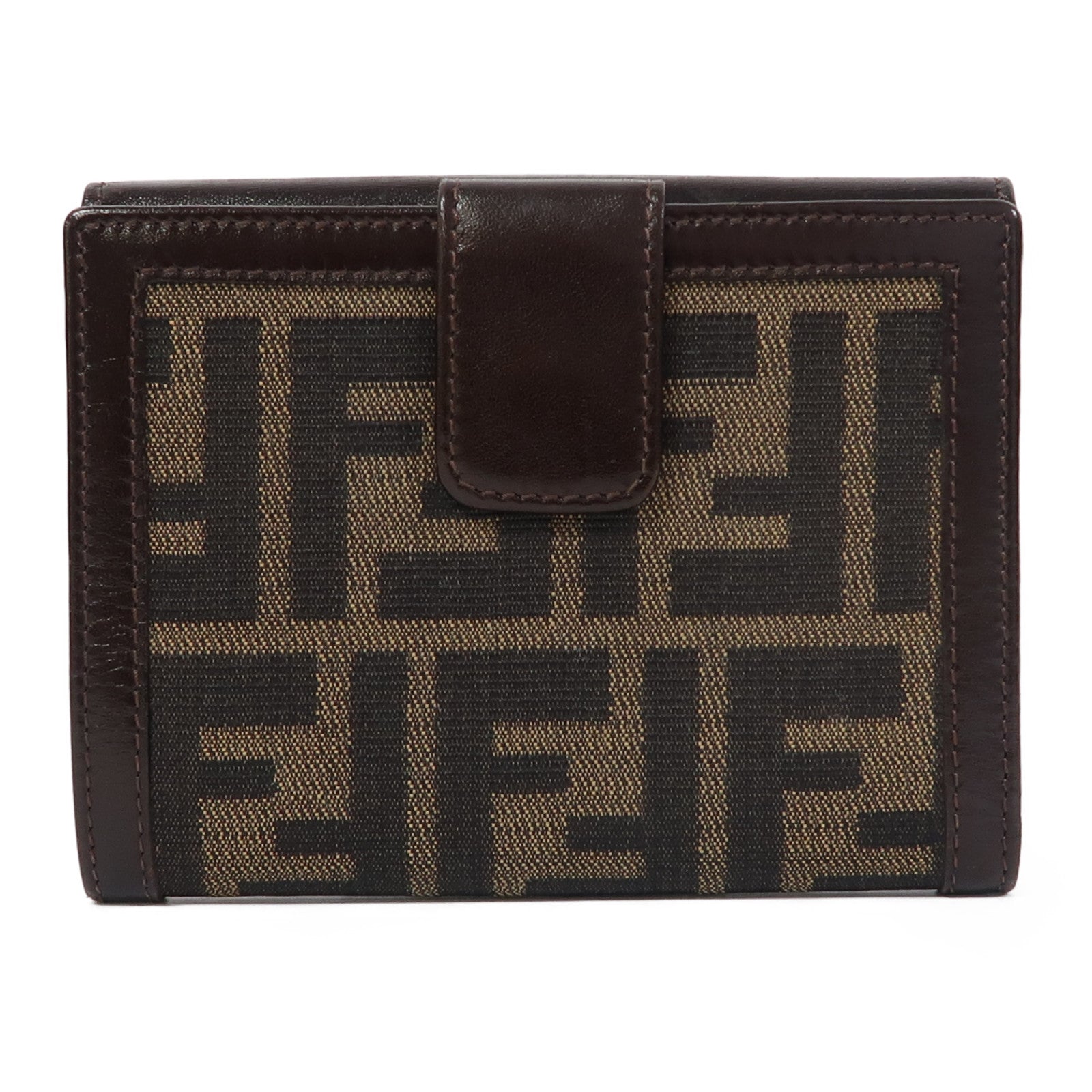 FENDI 帆布/皮革Wallet銀扣錢包啡色