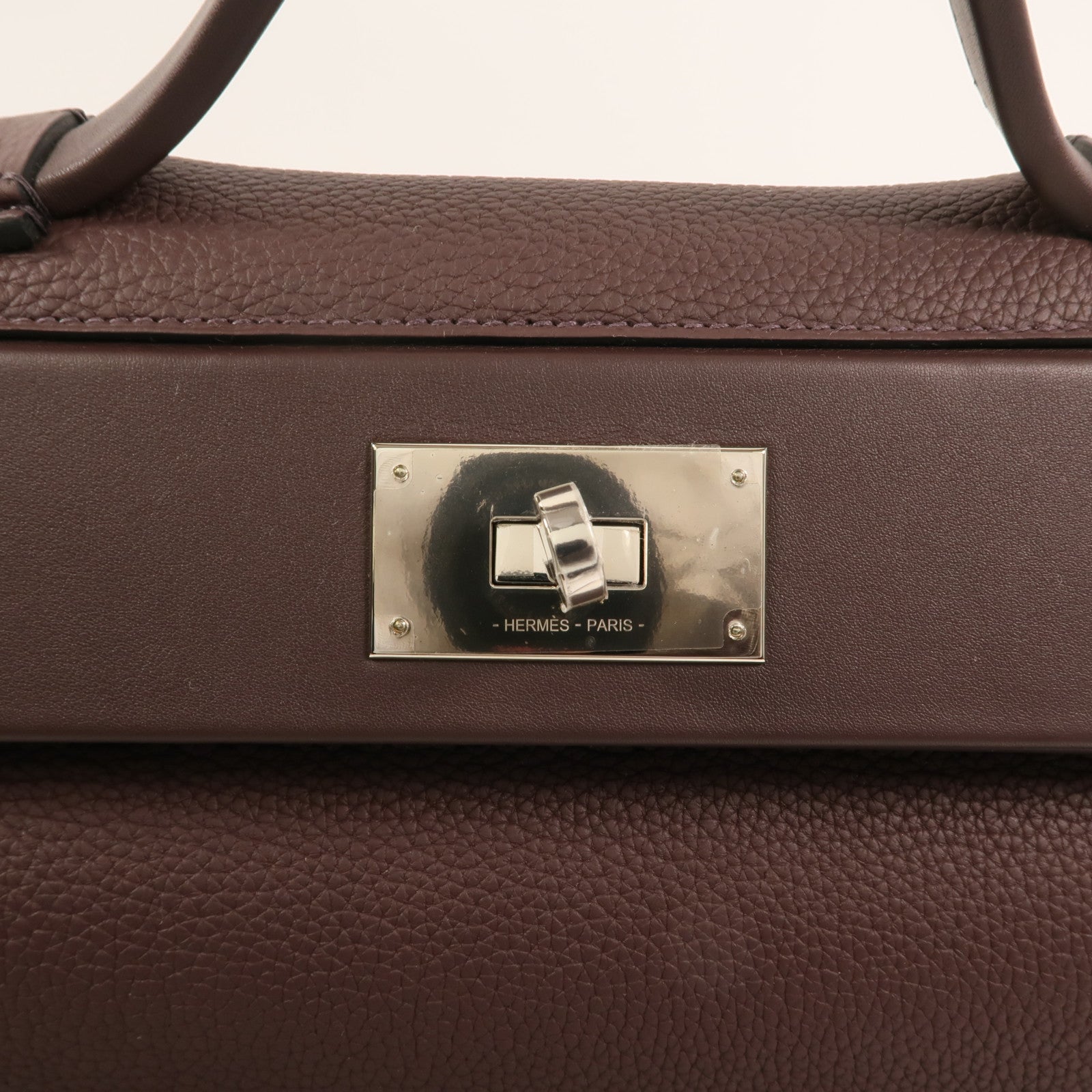 HERMES Evercolor皮革24/24 29cm銀扣手挽肩背兩用袋Rouge Sellier