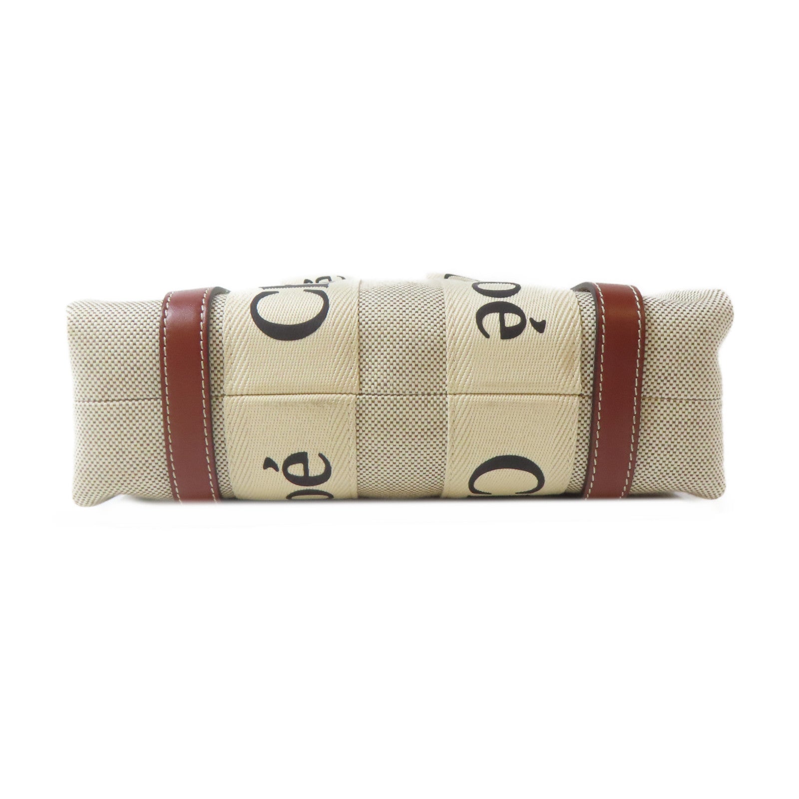 Chloe 帆布Woody Tote Bag銀扣手挽肩背兩用袋米色/啡色