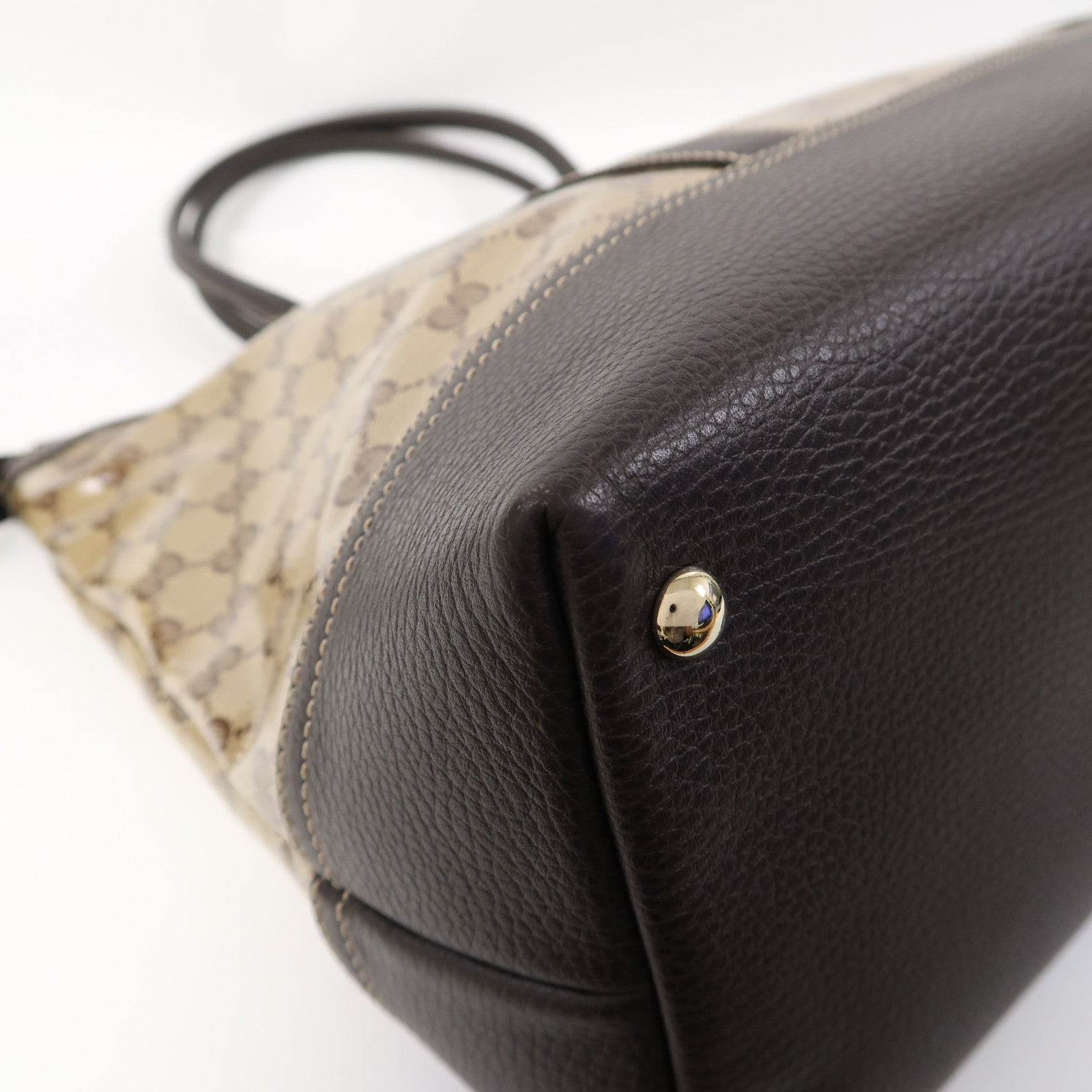 GUCCI 【激減優惠】塗層帆布Crystal Shopping Tote金扣肩背袋啡色