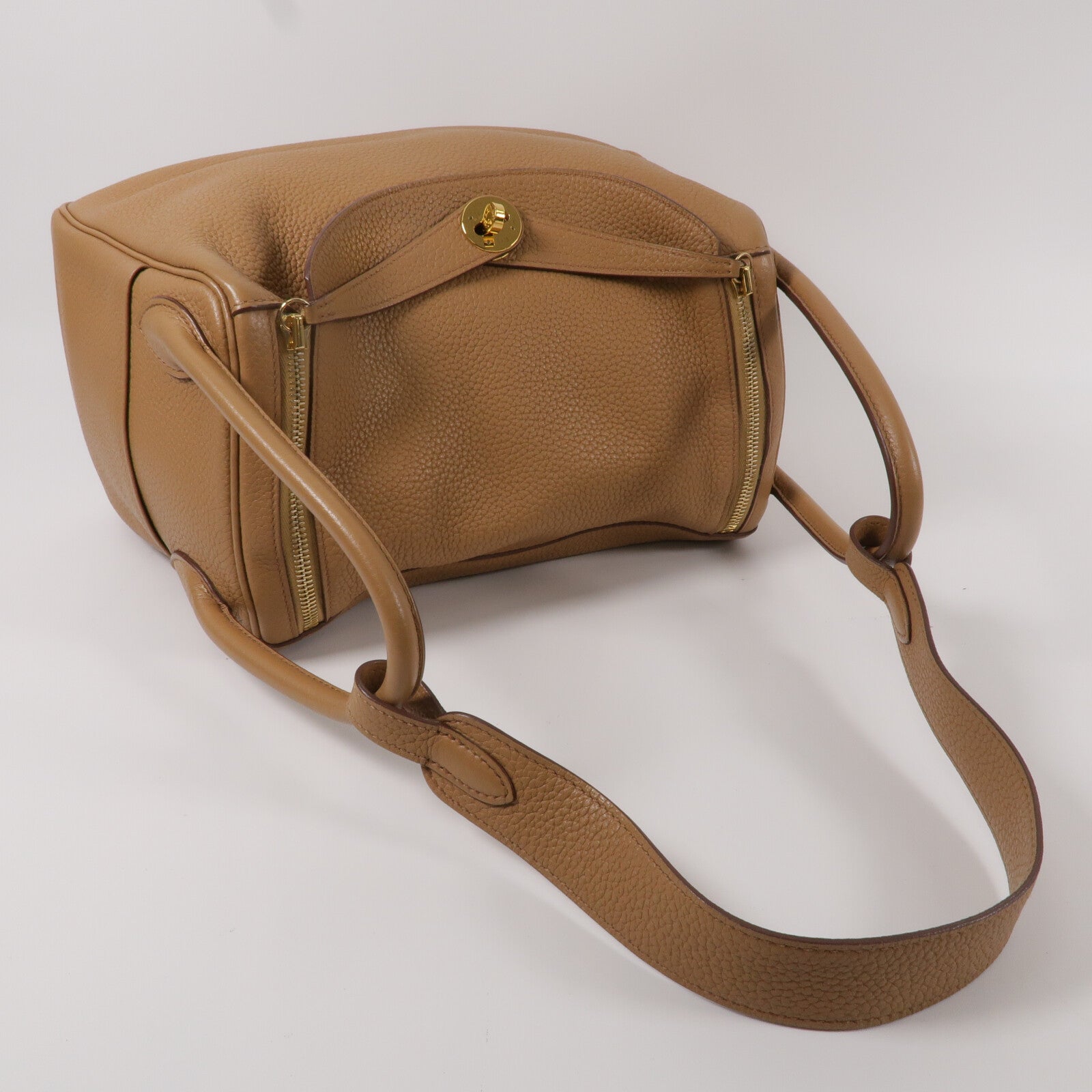 HERMES Clemence皮革Lindy 30手挽肩背兩用袋Naturel Sable