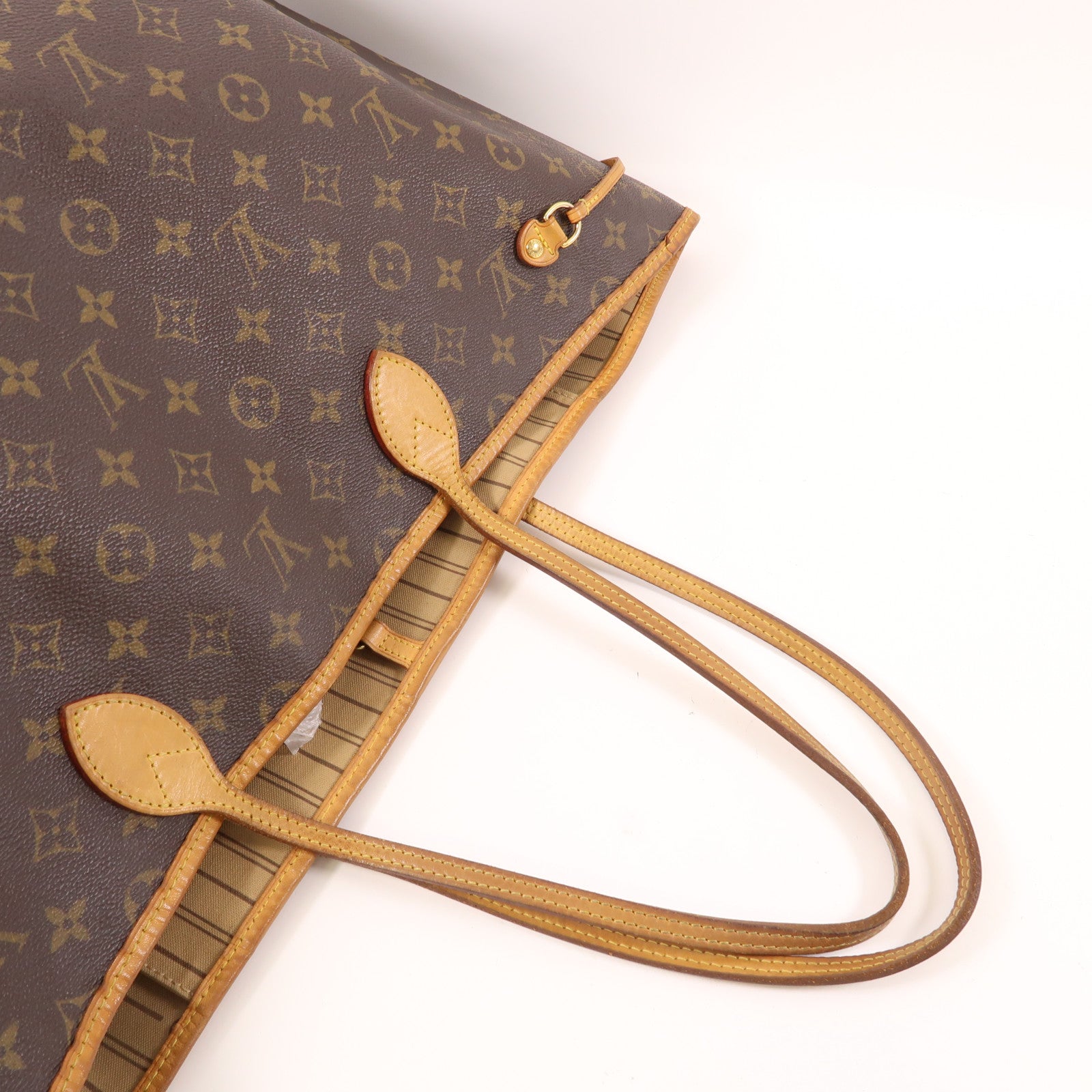 LOUIS VUITTON Monogram Neverfull GM金扣手挽袋棕色