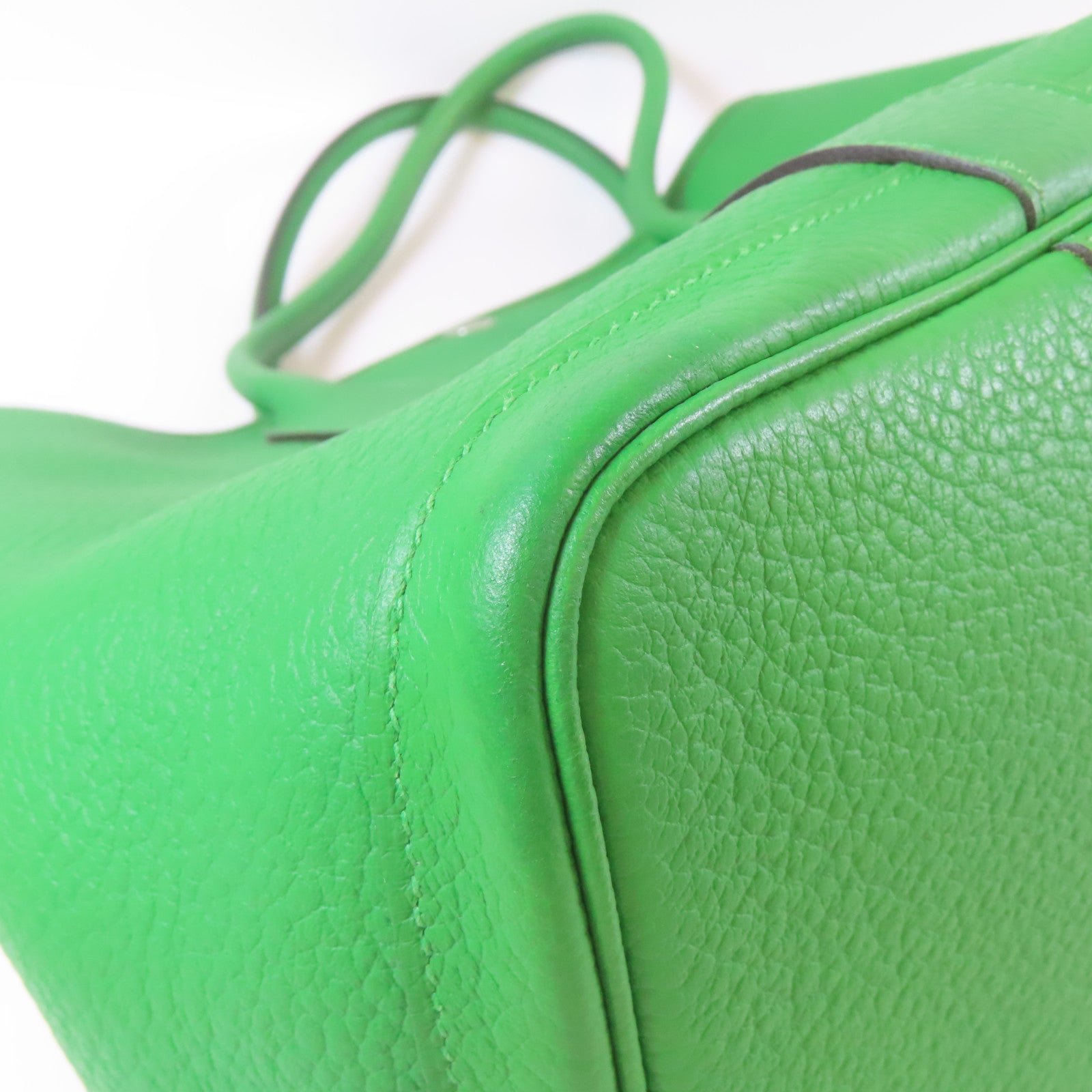HERMES Negonda皮革GardenParty PM銀扣手挽袋綠色
