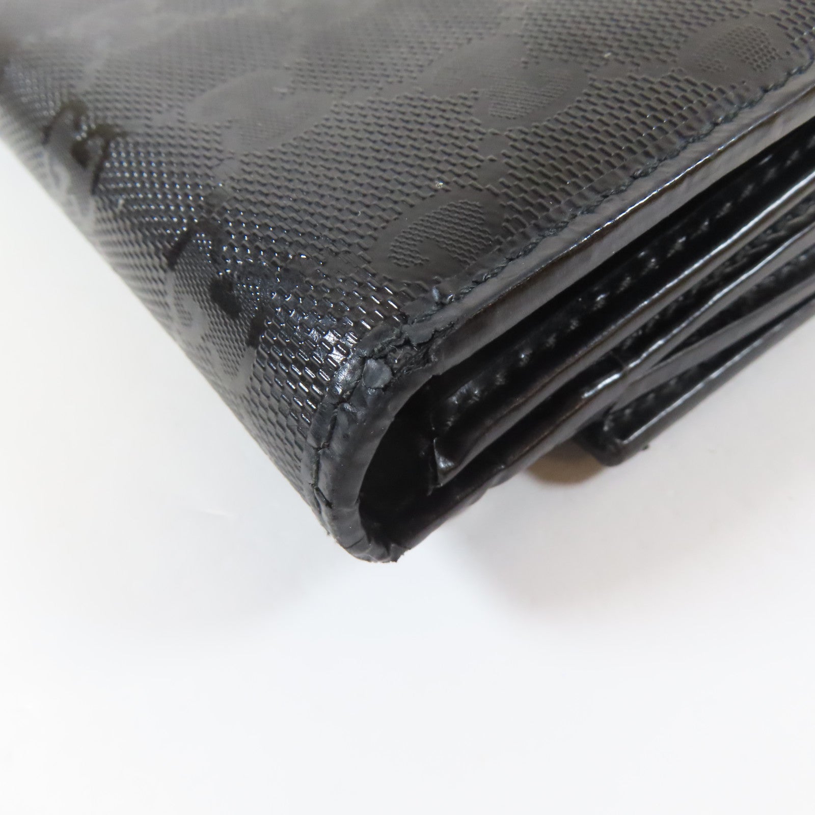 GUCCI 塗層帆布Long Bifold Wallet銀扣長錢包黑色