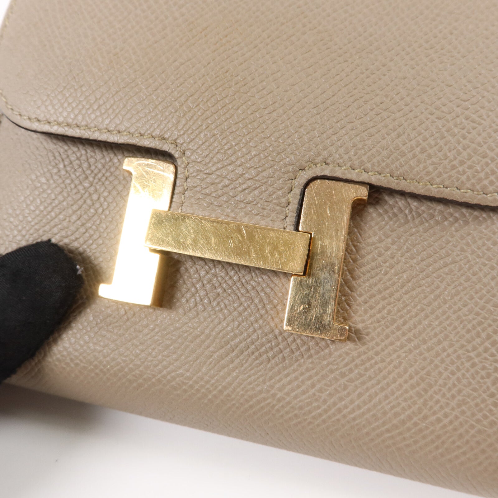 HERMES Epsom皮革Constance Compact Wallet錢包Gris Asphalte