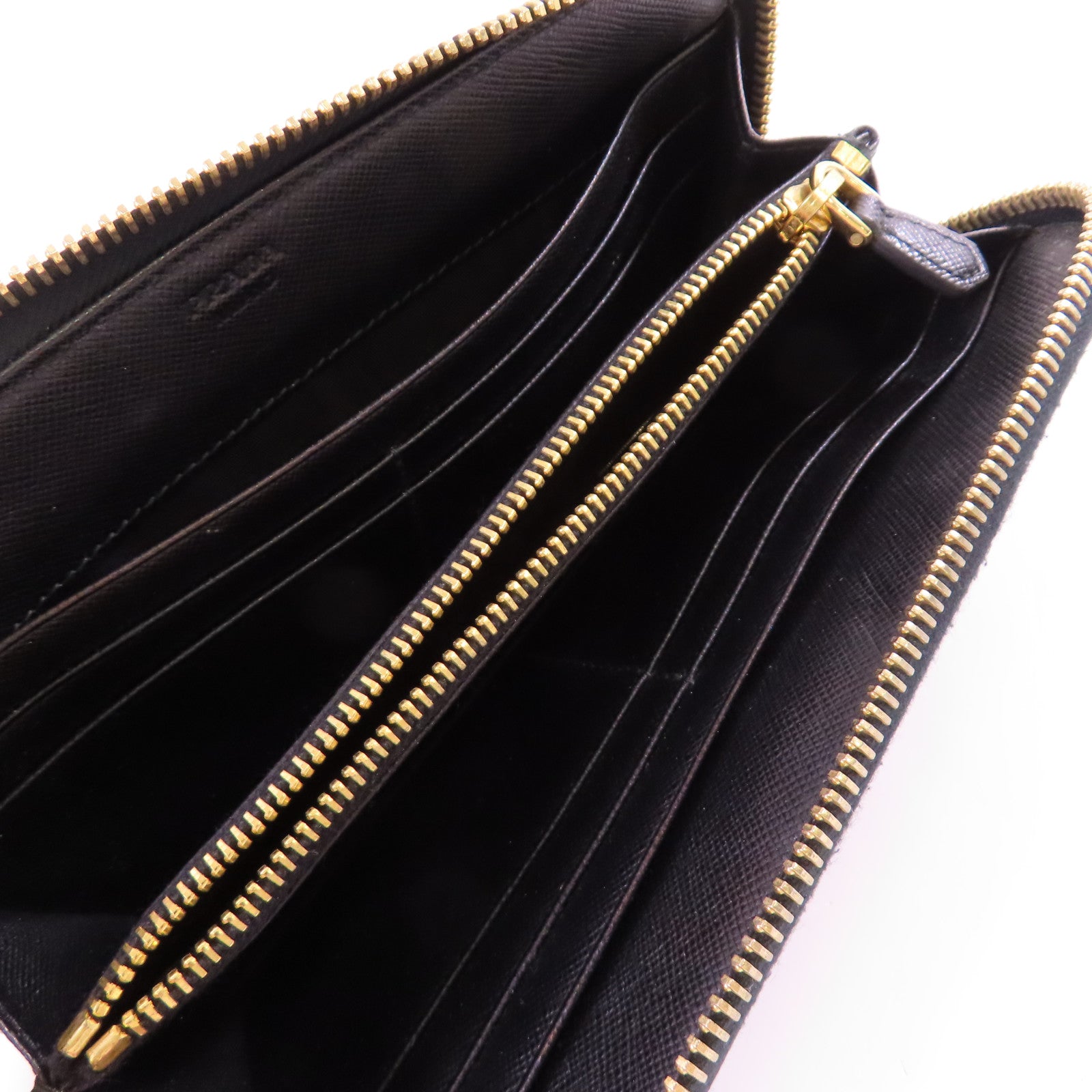 PRADA Saffiano皮革Zip Around Long Wallet金扣拉鏈長錢包啡色