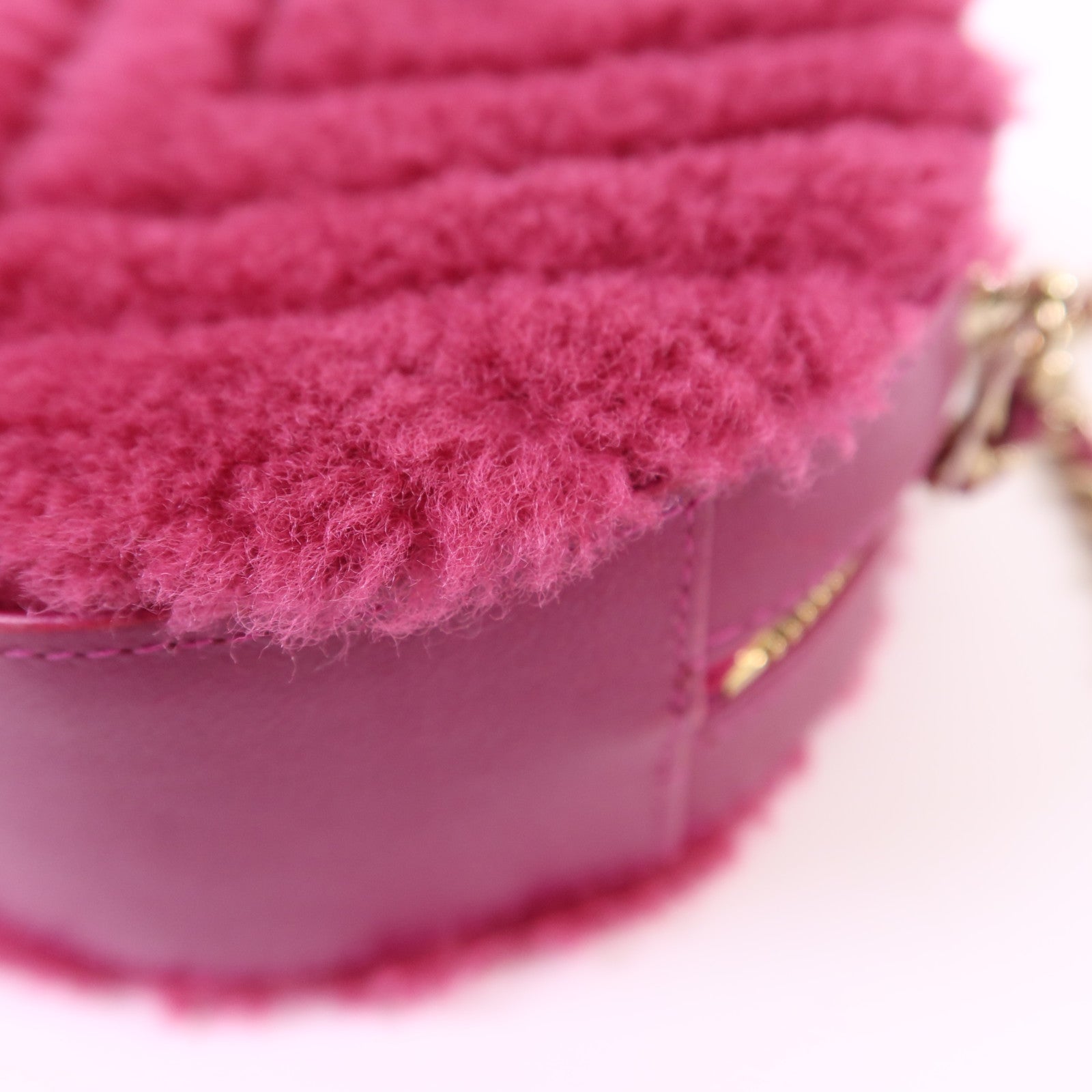 CHANEL 羊毛/牛皮皮革Chain Shoulder Bag金扣鏈帶肩背袋