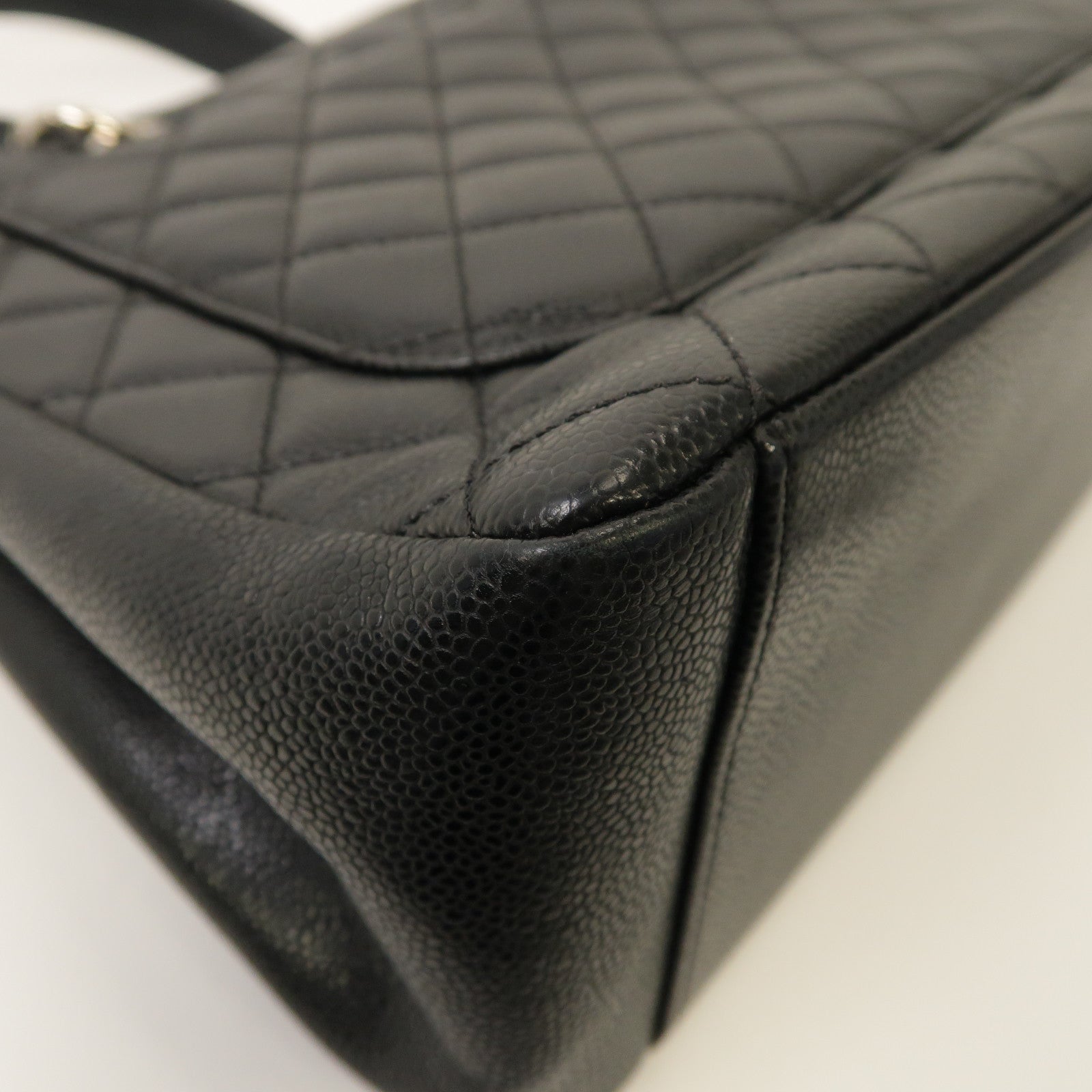 CHANEL 菱格牛皮皮革Grand Shopping Tote Bag銀扣手挽袋黑色
