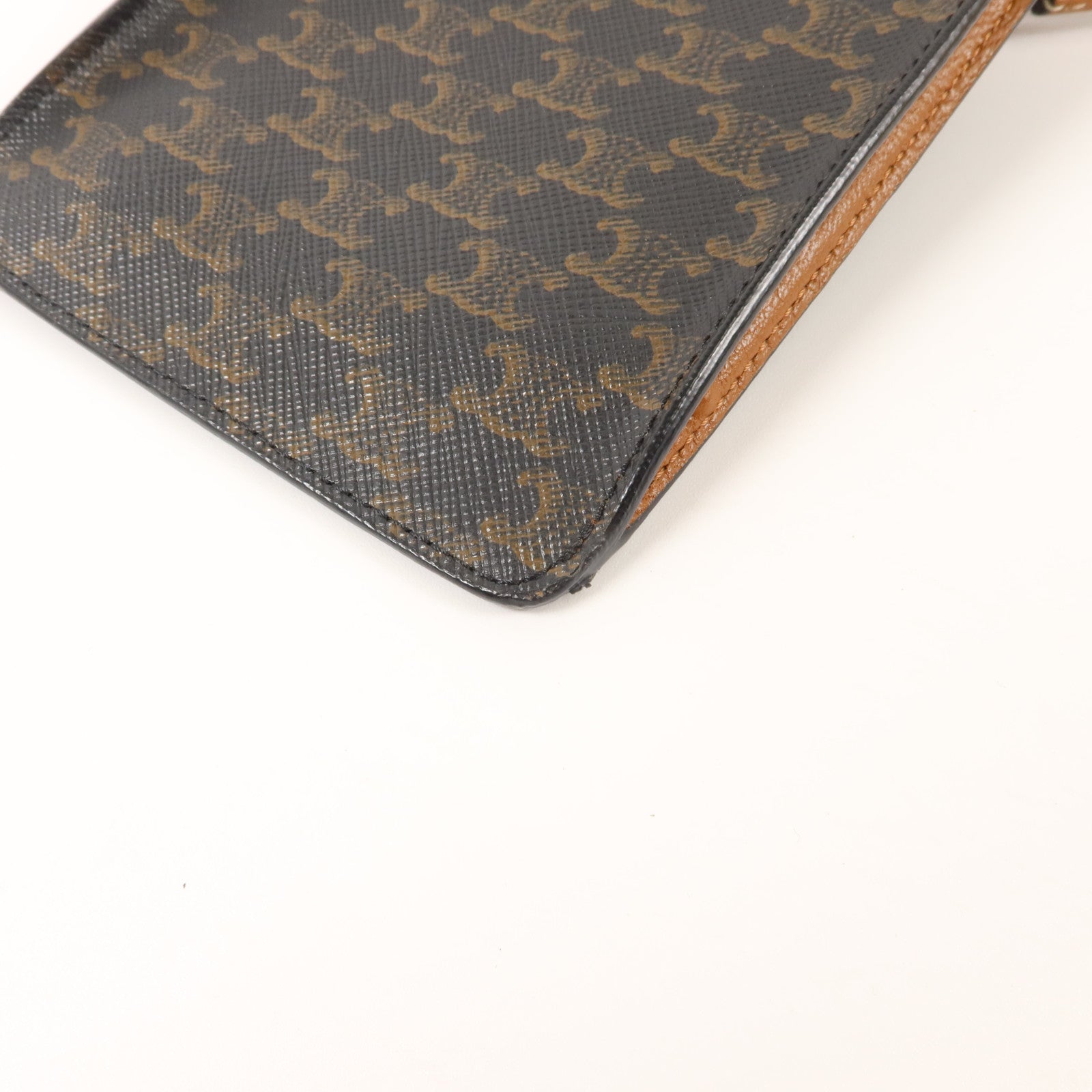 CELINE 塗層帆布/羊皮皮革Triomphe Phone Case電話肩背袋