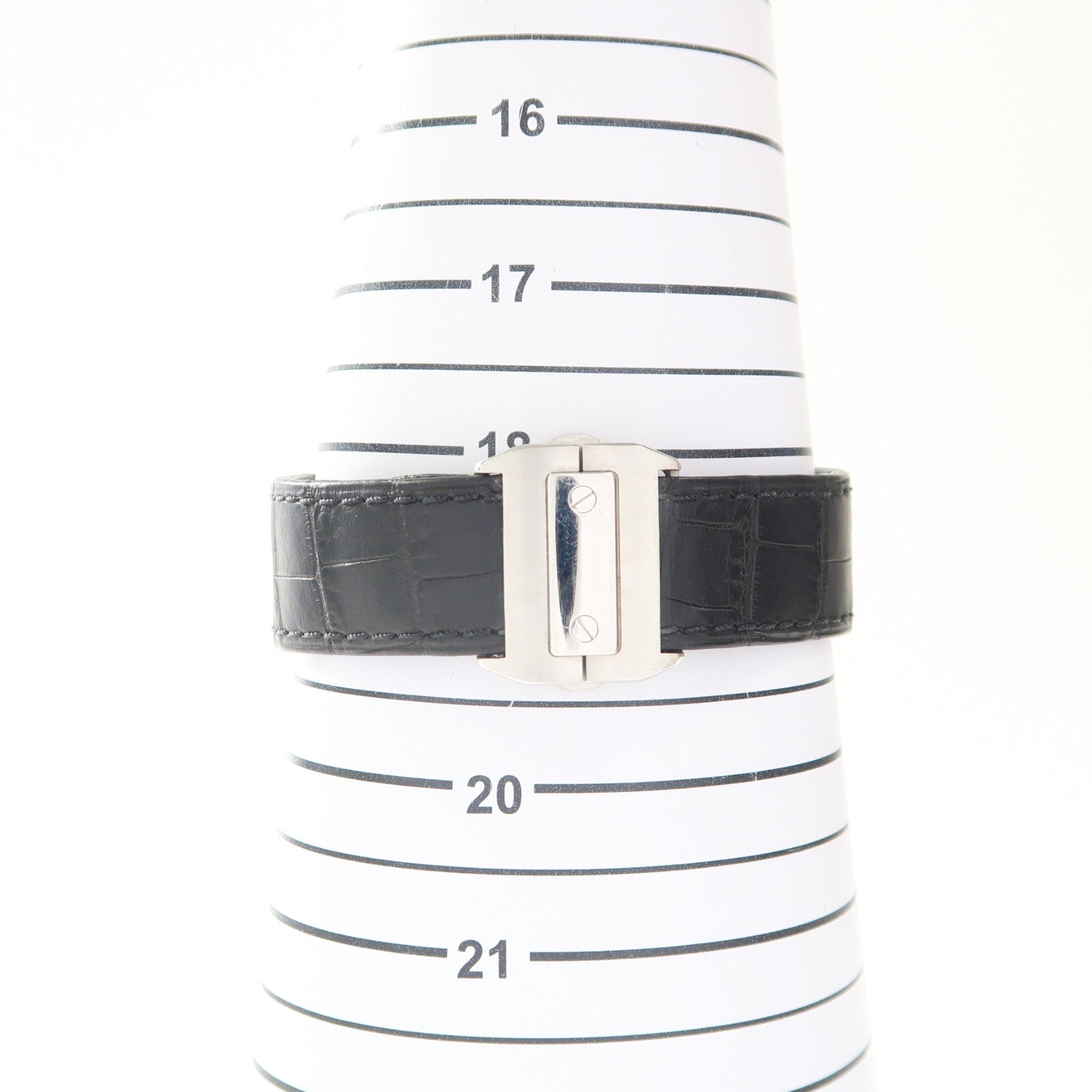 CARTIER Santos 100 XL不鏽鋼/皮革帶手錶自動機芯米色