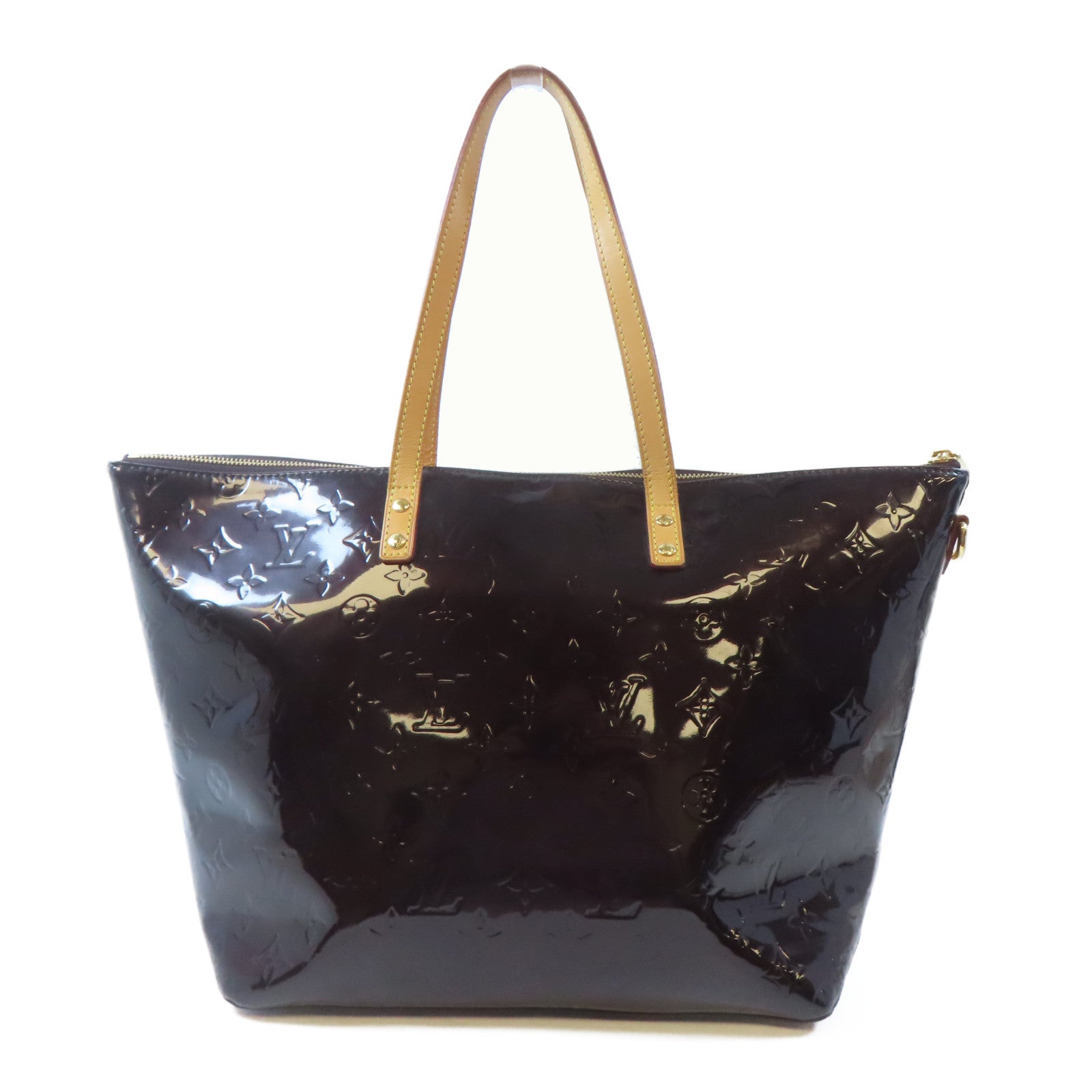 LOUIS VUITTON 【激減優惠】Vernis Bellevue GM金扣手挽袋酒紅色