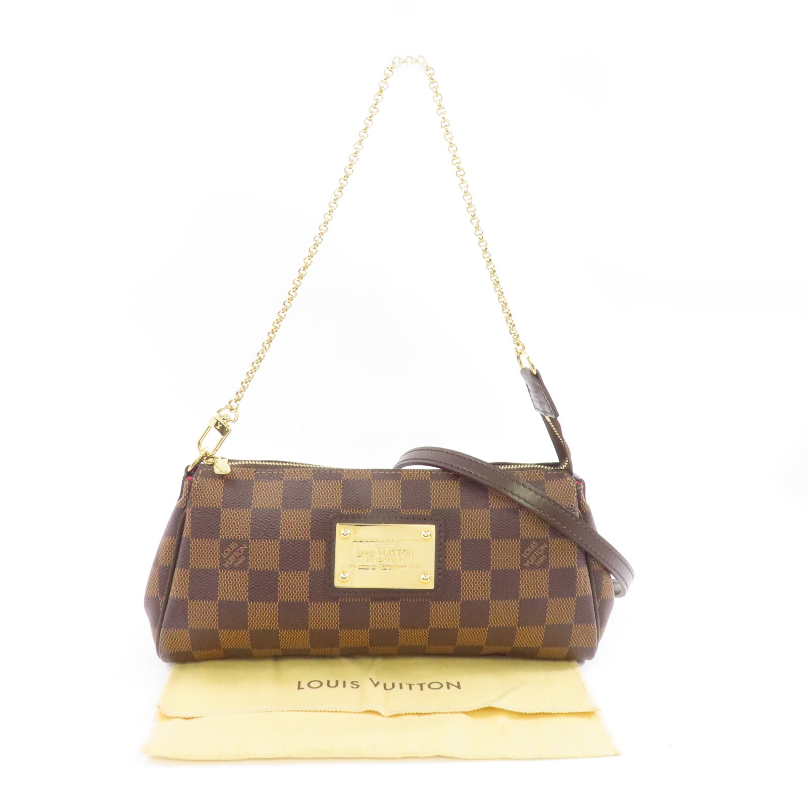 LOUIS VUITTON Damier Eva金扣手挽肩背兩用袋棕色