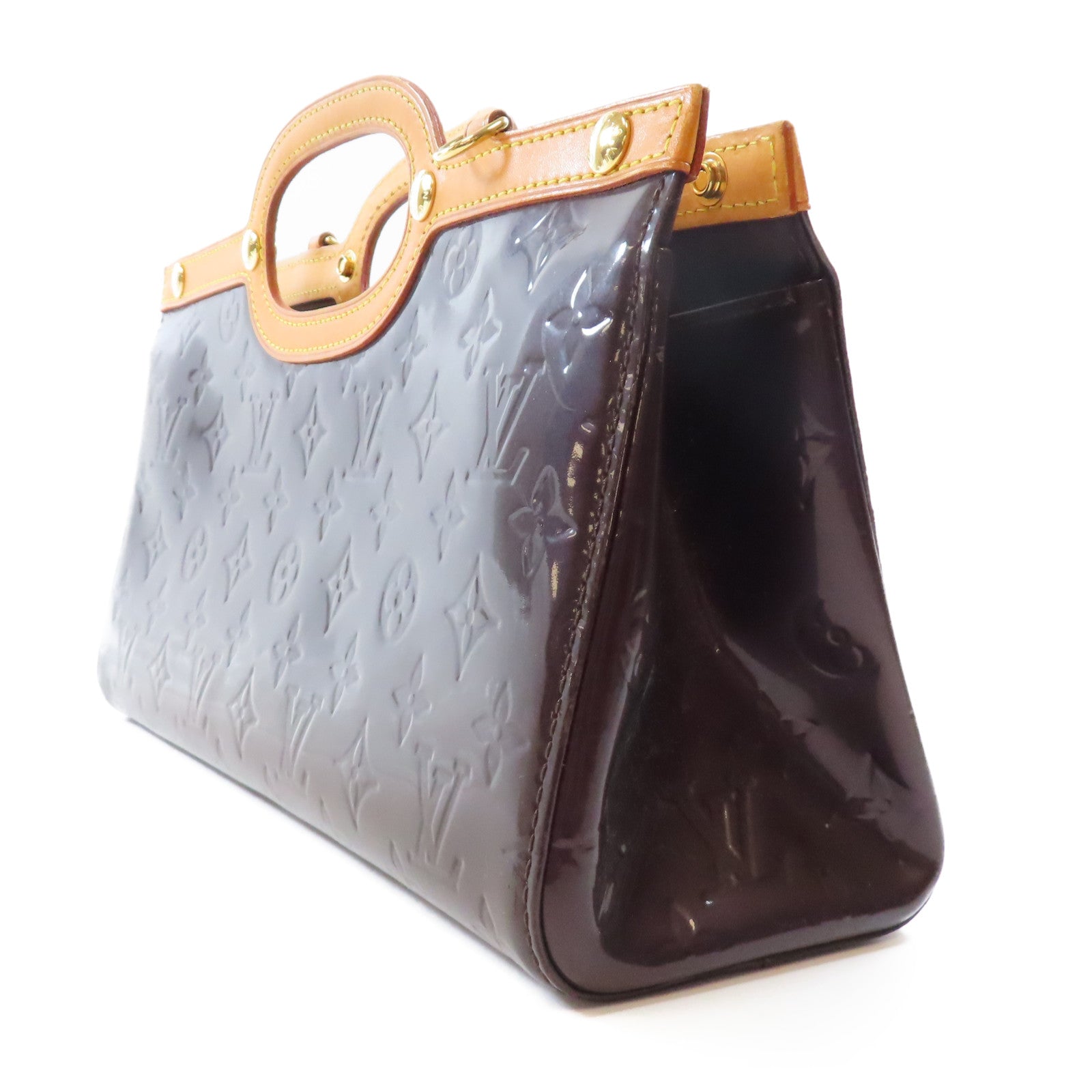 LOUIS VUITTON Monogram Vernis Roxbury Drive金扣手挽肩背兩用袋酒紅色
