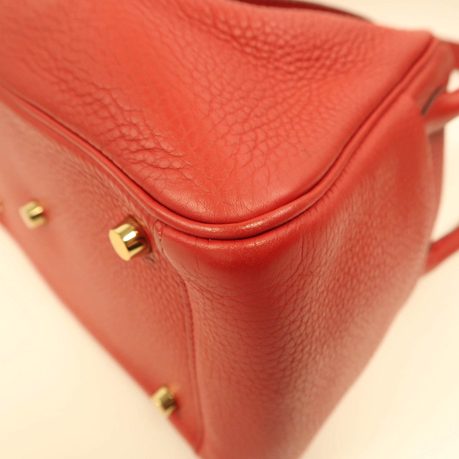 HERMES Clemence皮革Lindy 26金扣手挽肩背兩用袋紅色
