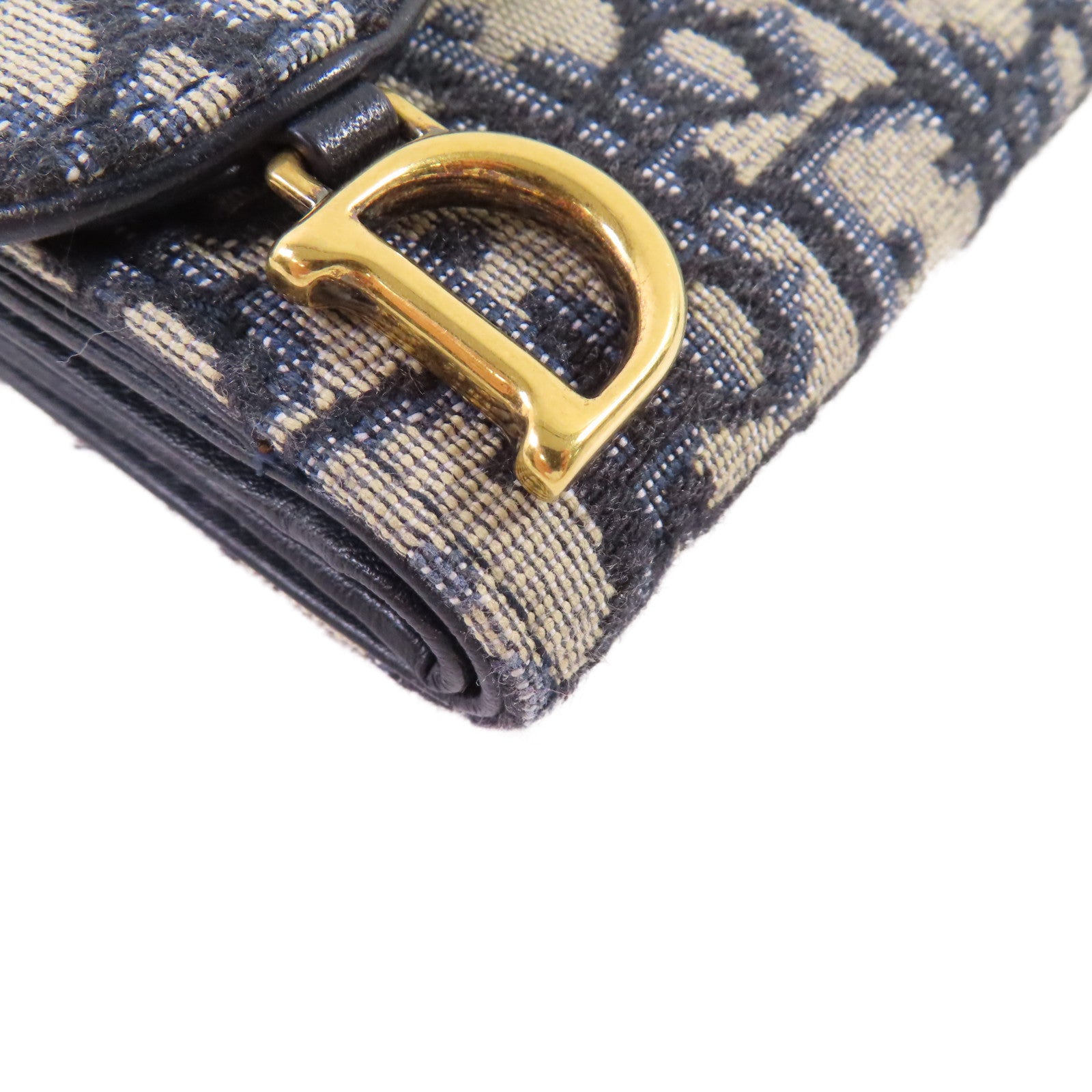 Dior Oblique帆布Mini Wallet金扣短錢包藍色