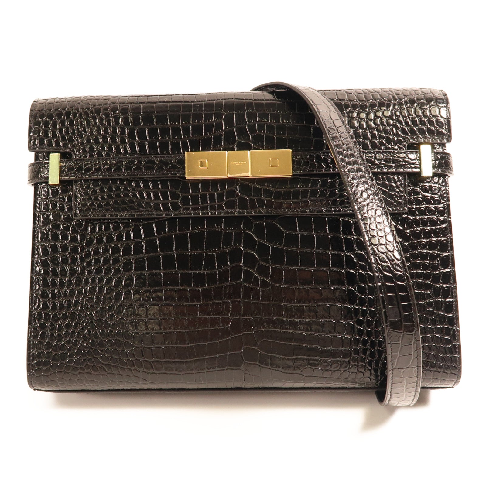 SAINT LAURENT 鱷魚皮革Manhattan In Box金扣肩背袋