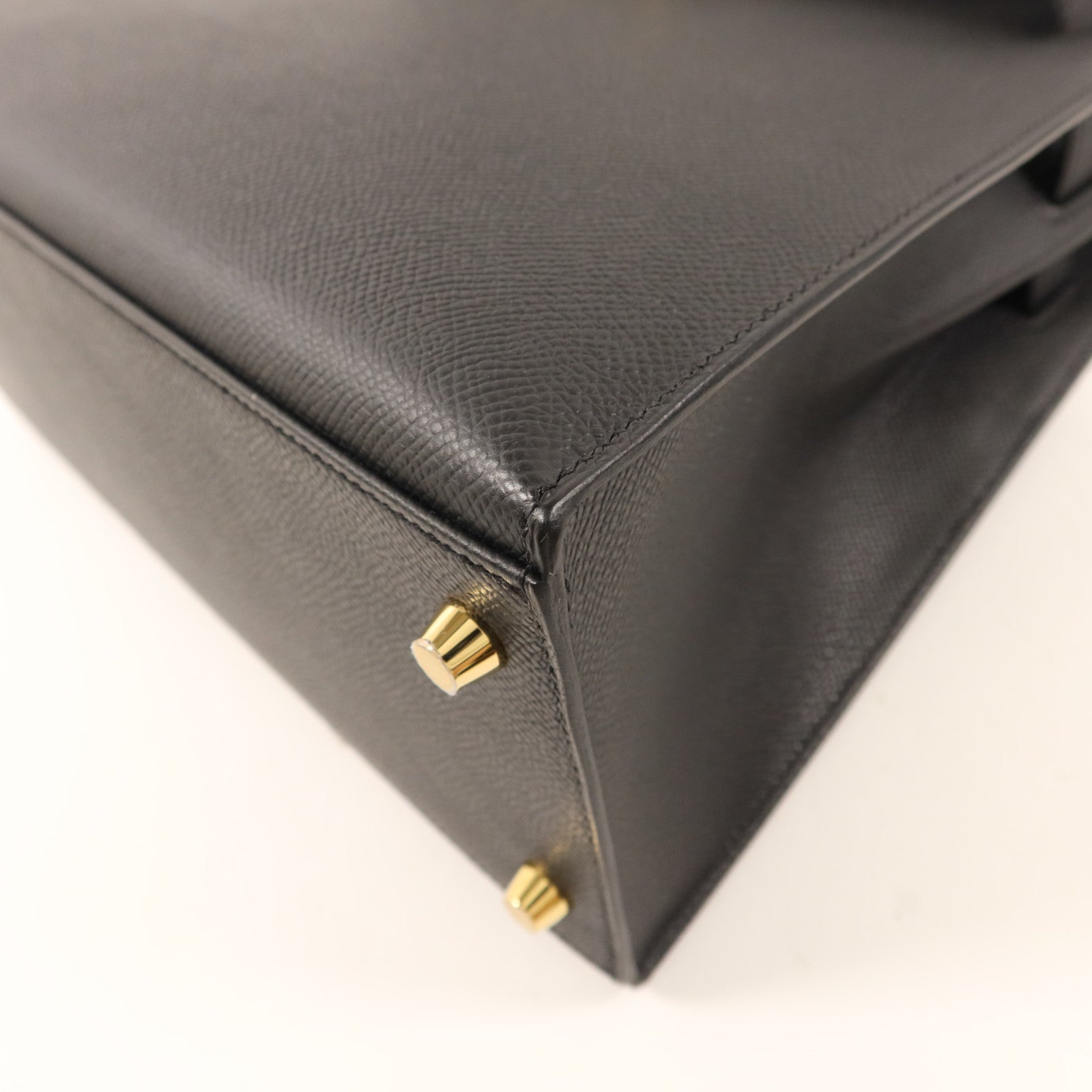 HERMES Epsom皮革Kelly 28金扣手挽肩背兩用袋Noir