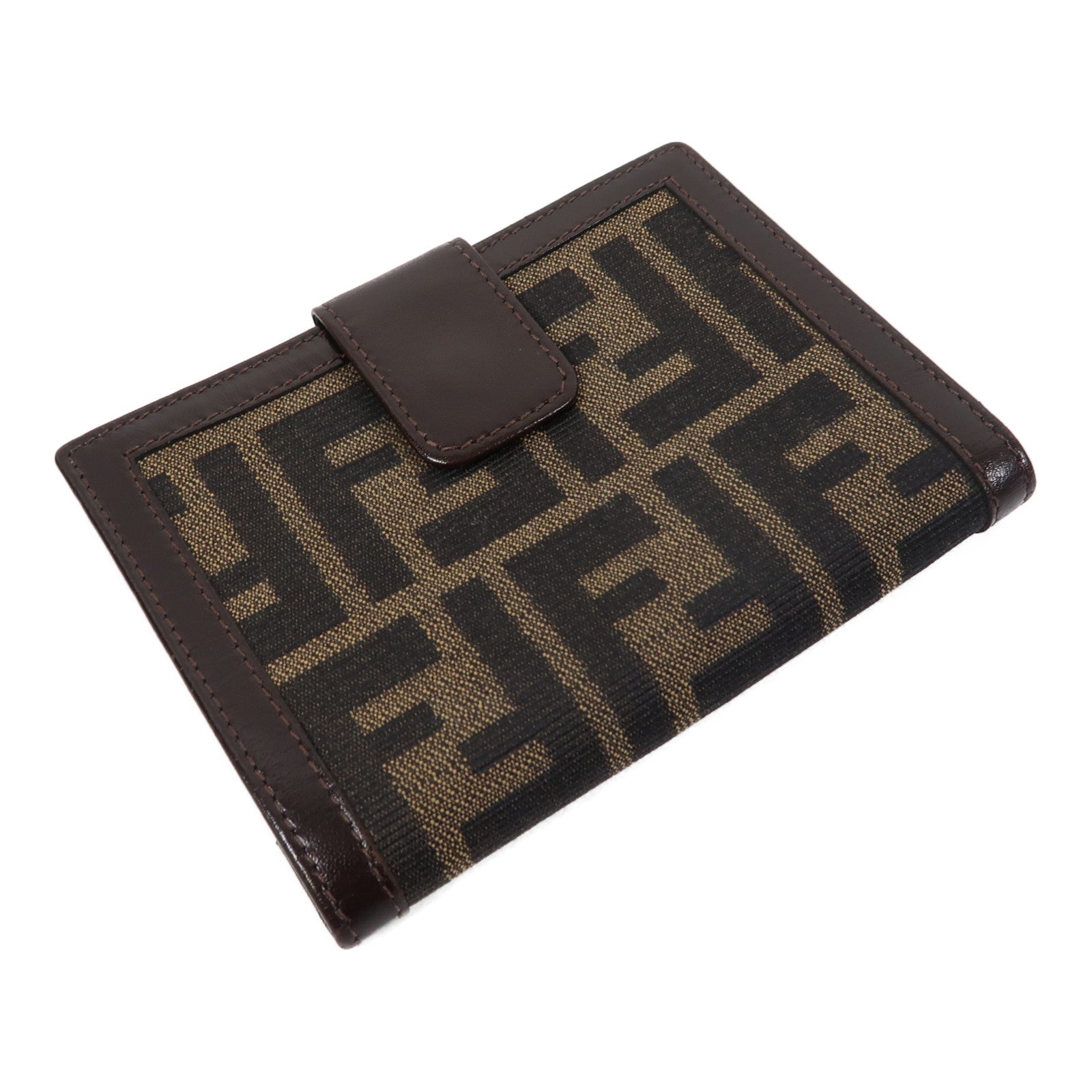 FENDI 帆布/皮革Wallet銀扣錢包啡色
